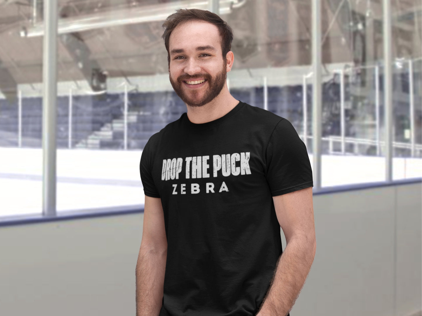 Funny Hockey T-Shirt - Drop The Puck Zebra Unisex Hockey Shirt