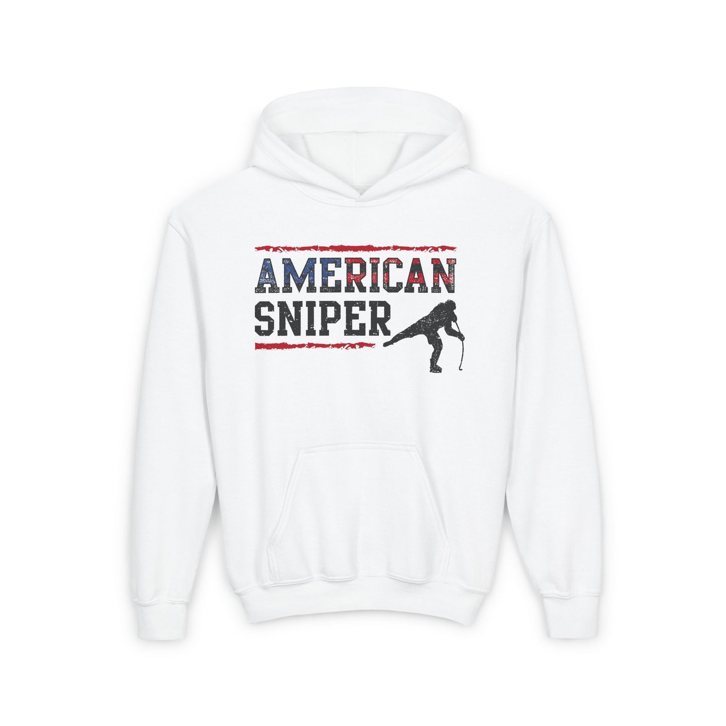 White Front - Hockey Sniper - Kids Hockey Hoodie - American Sniper Kids Hockey Hoodie - Hockey Gifts - Gift For Hockey Players
