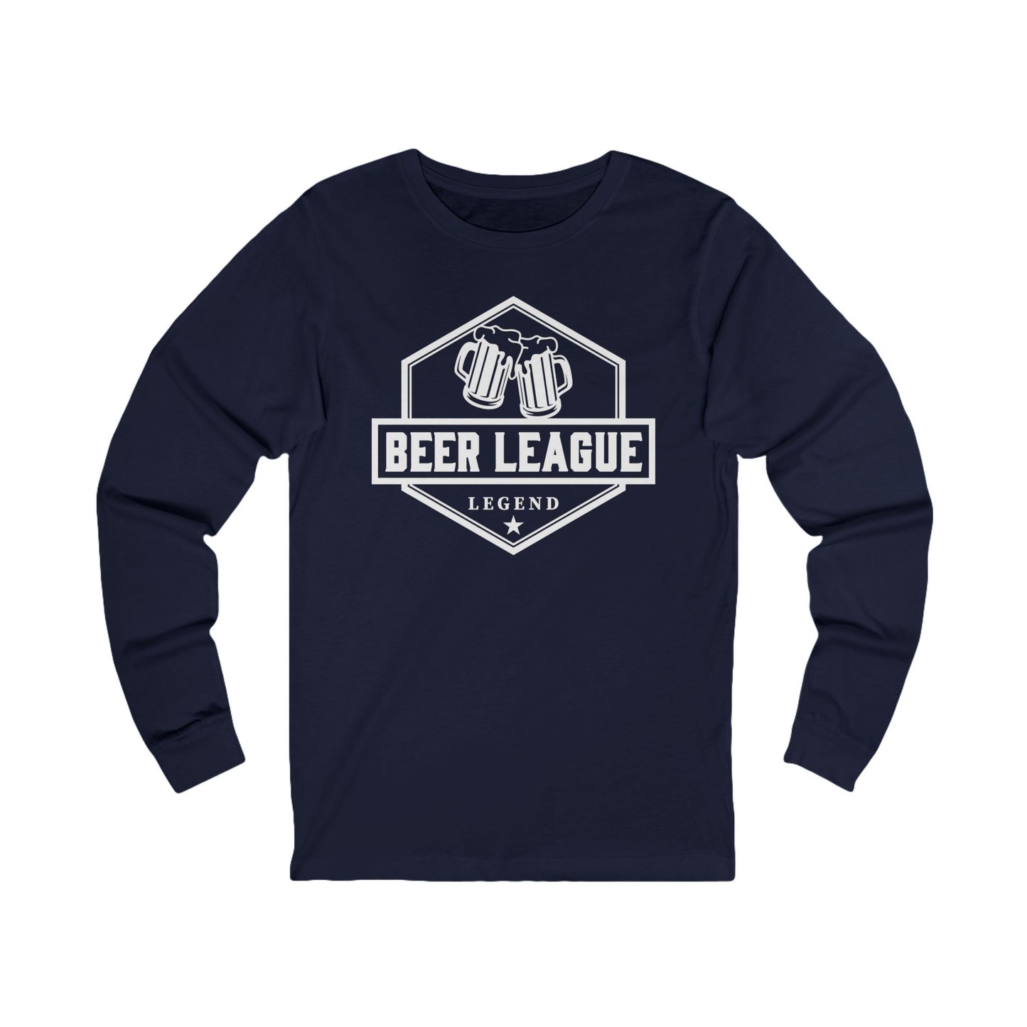 Navy Front - Hockey Legend - Hockey Long Sleeve T-Shirt - Beer League Legend Hockey Long Sleeve Shirt - Hockey Gifts - Gift For Hockey Players