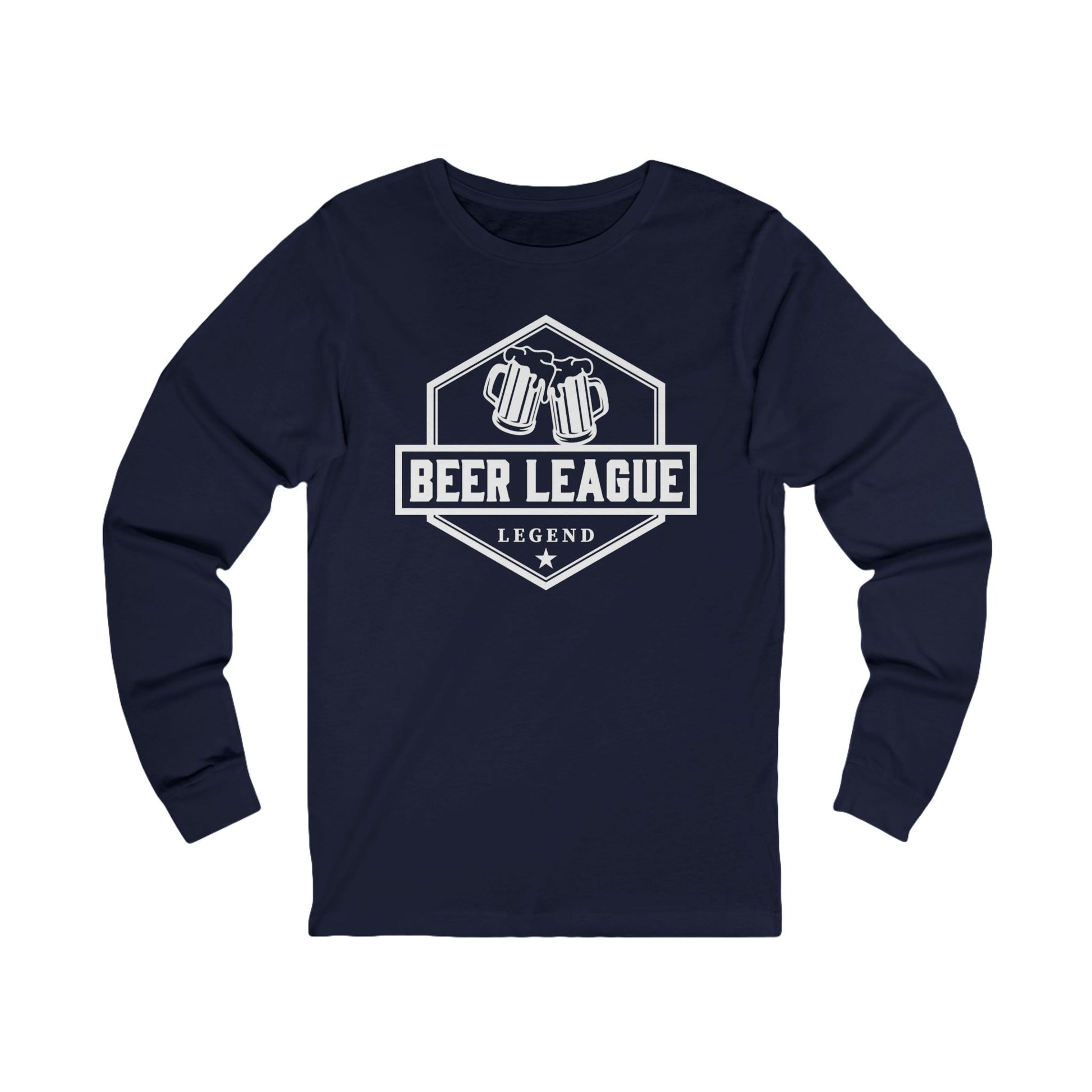 Navy Front - Hockey Legend - Hockey Long Sleeve T-Shirt - Beer League Legend Hockey Long Sleeve Shirt - Hockey Gifts - Gift For Hockey Players