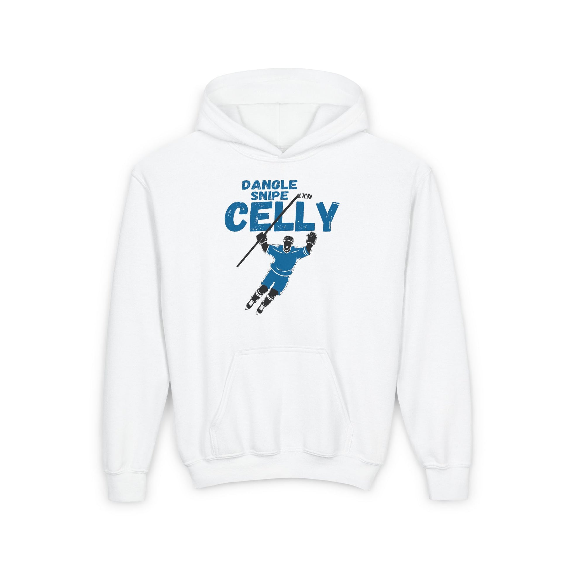 Funny Hockey Hoodie - Funny Hockey Gifts - Funny Gift For Hockey Players - White Front - Hockey Celly - Kids Hockey Hoodie - Dangle Snipe Celly Kids Hockey Hoodie - Hockey Gifts - Gift For Hockey Players
