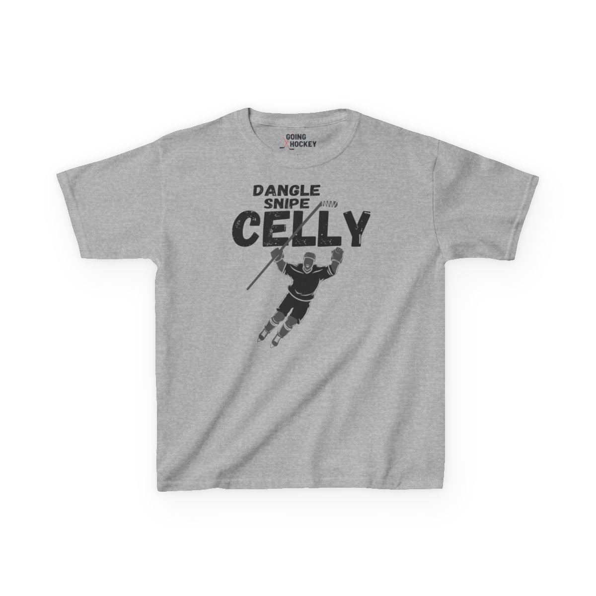 Funny Hockey Shirt - Funny Hockey Gifts - Funny Gift For Hockey Players - Grey  Front - Hockey Celly - Kids Hockey T-Shirt - Dangle Snipe Celly Kids Hockey Shirt - Hockey Gifts - Gift For Hockey Players