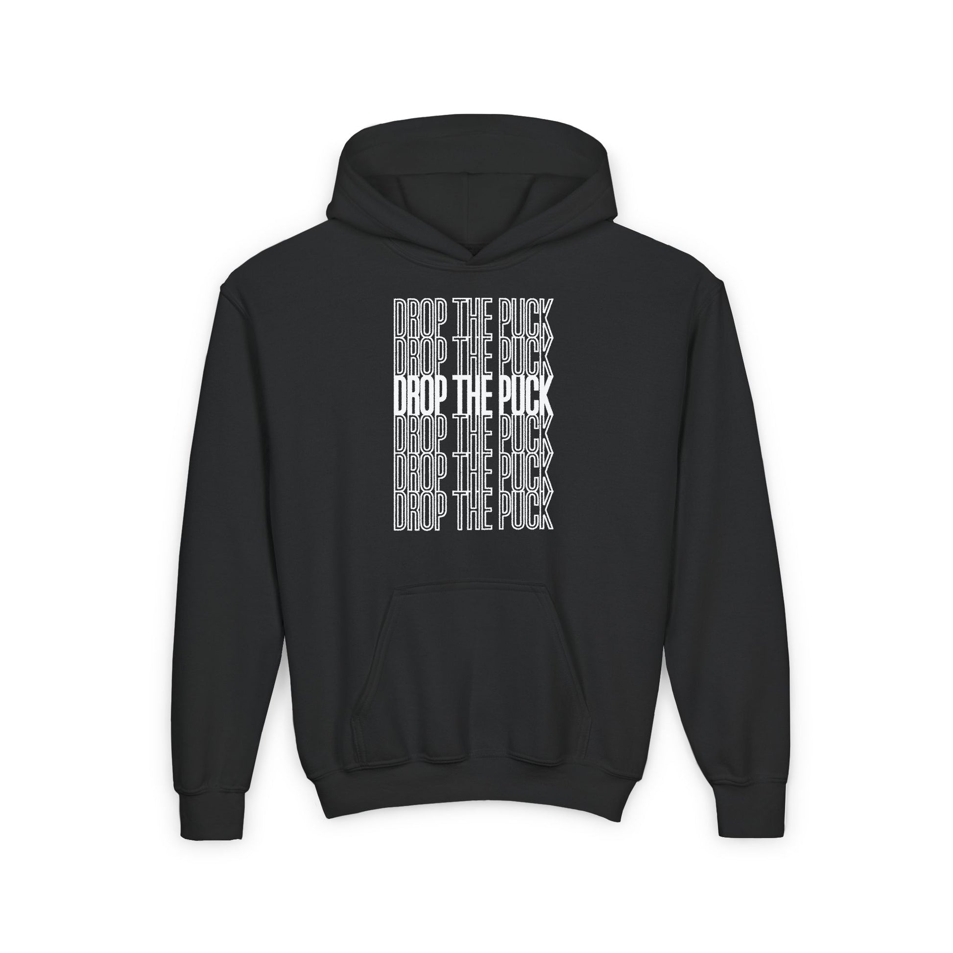 Funny Hockey Hoodie - Funny Hockey Gifts - Funny Gift For Hockey Players - Black Front - Hockey Drop - Kids Hockey Hoodie - Drop The Puck Kids Hockey Hoodie - Hockey Gifts - Gift For Hockey Players