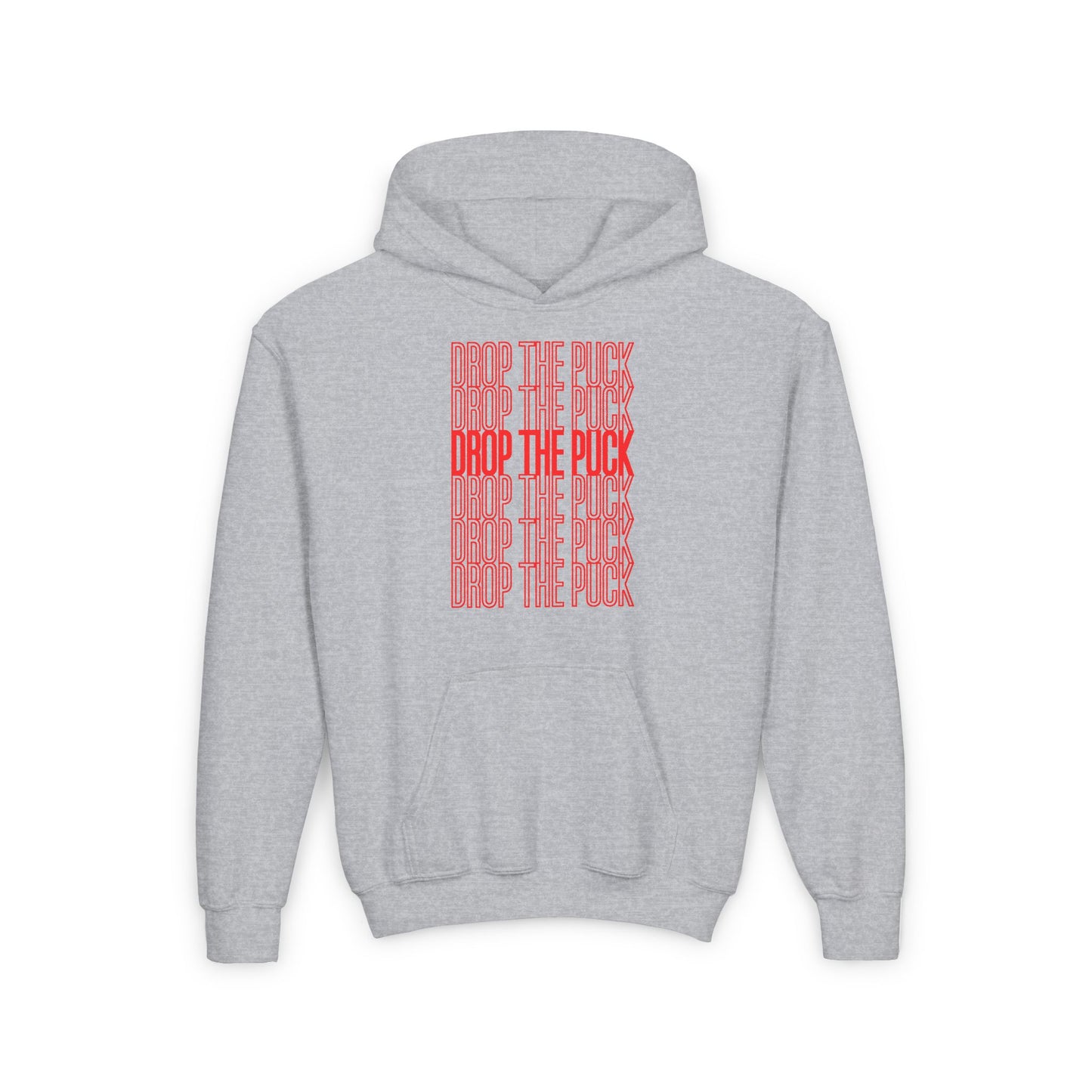 Grey Front - Hockey Drop - Kids Hockey Hoodie - Drop The Puck Kids Hockey Hoodie - Hockey Gifts - Gift For Hockey Players