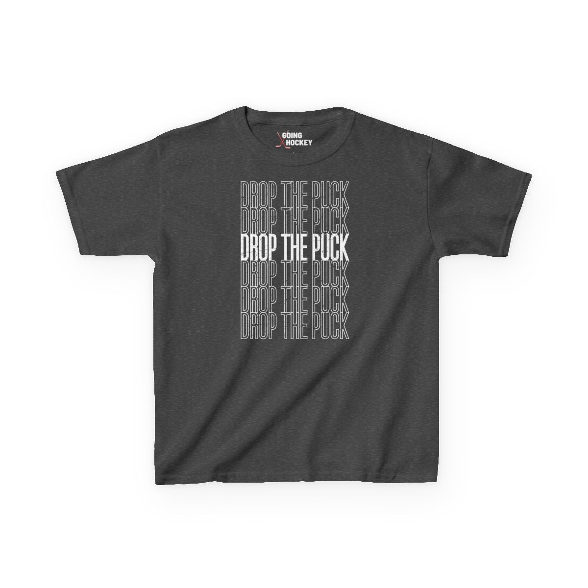 Funny Hockey Shirt - Funny Hockey Gifts - Funny Gift For Hockey Players - Dark Grey Front - Hockey Drop - Kids Hockey T-Shirt - Drop The Puck Kids Hockey Shirt - Hockey Gifts - Gift For Hockey Players