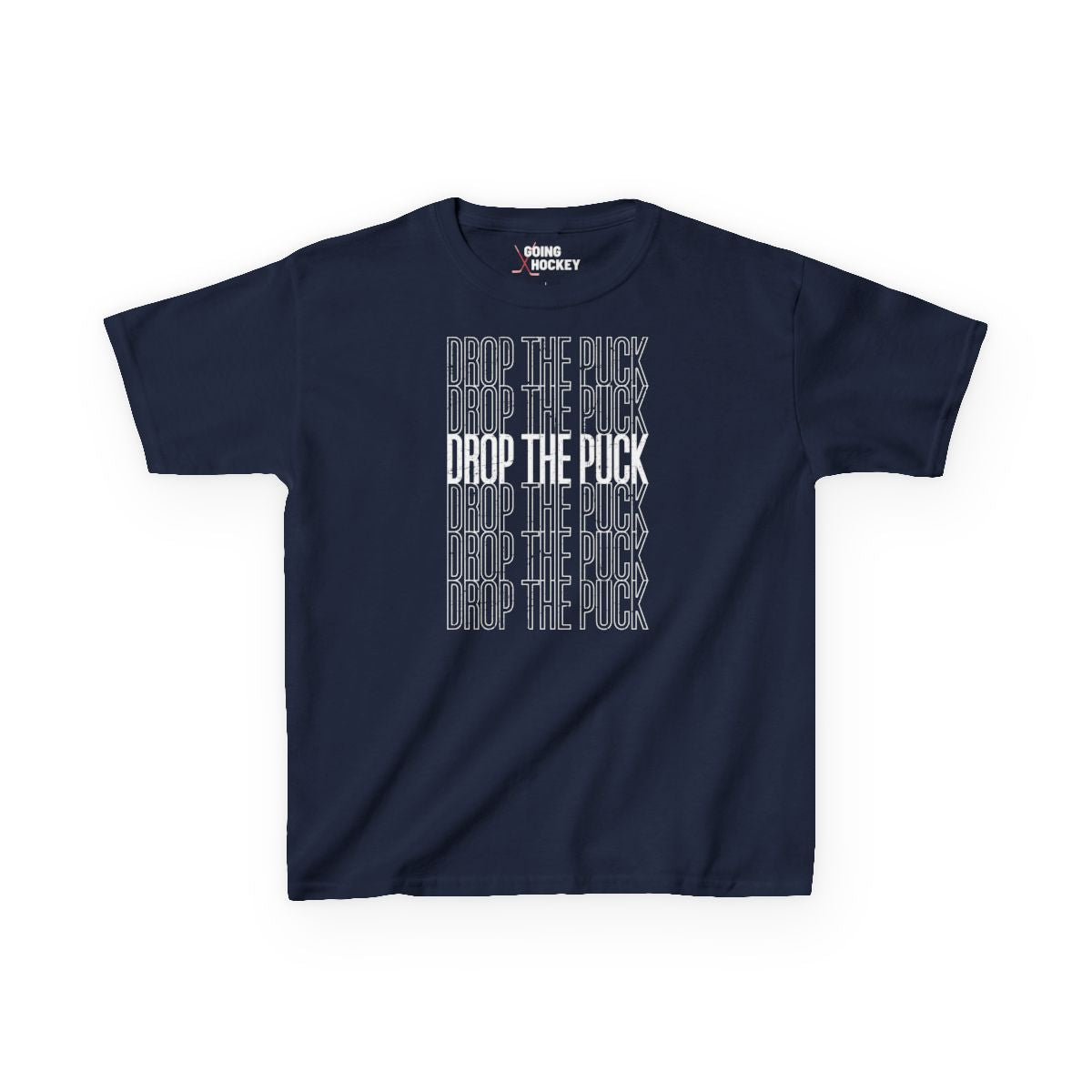 Funny Hockey Shirt - Funny Hockey Gifts - Funny Gift For Hockey Players - Navy Front - Hockey Drop - Kids Hockey T-Shirt - Drop The Puck Kids Hockey Shirt - Hockey Gifts - Gift For Hockey Players