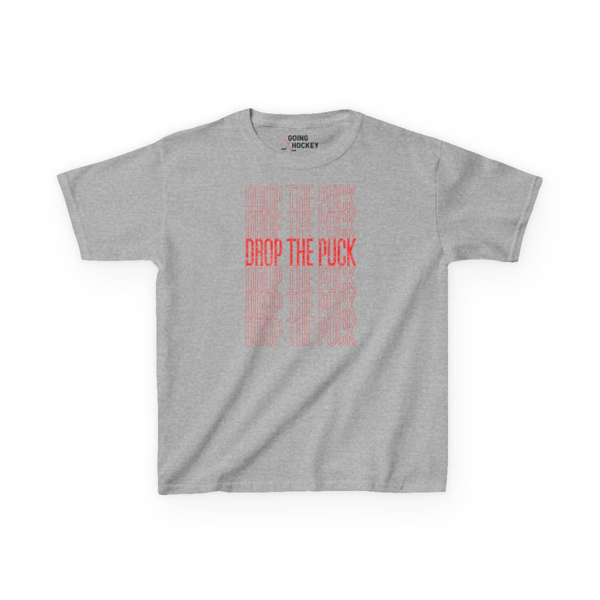 Funny Hockey Shirt - Funny Hockey Gifts - Funny Gift For Hockey Players - Grey Front - Hockey Drop - Kids Hockey T-Shirt - Drop The Puck Kids Hockey Shirt - Hockey Gifts - Gift For Hockey Players