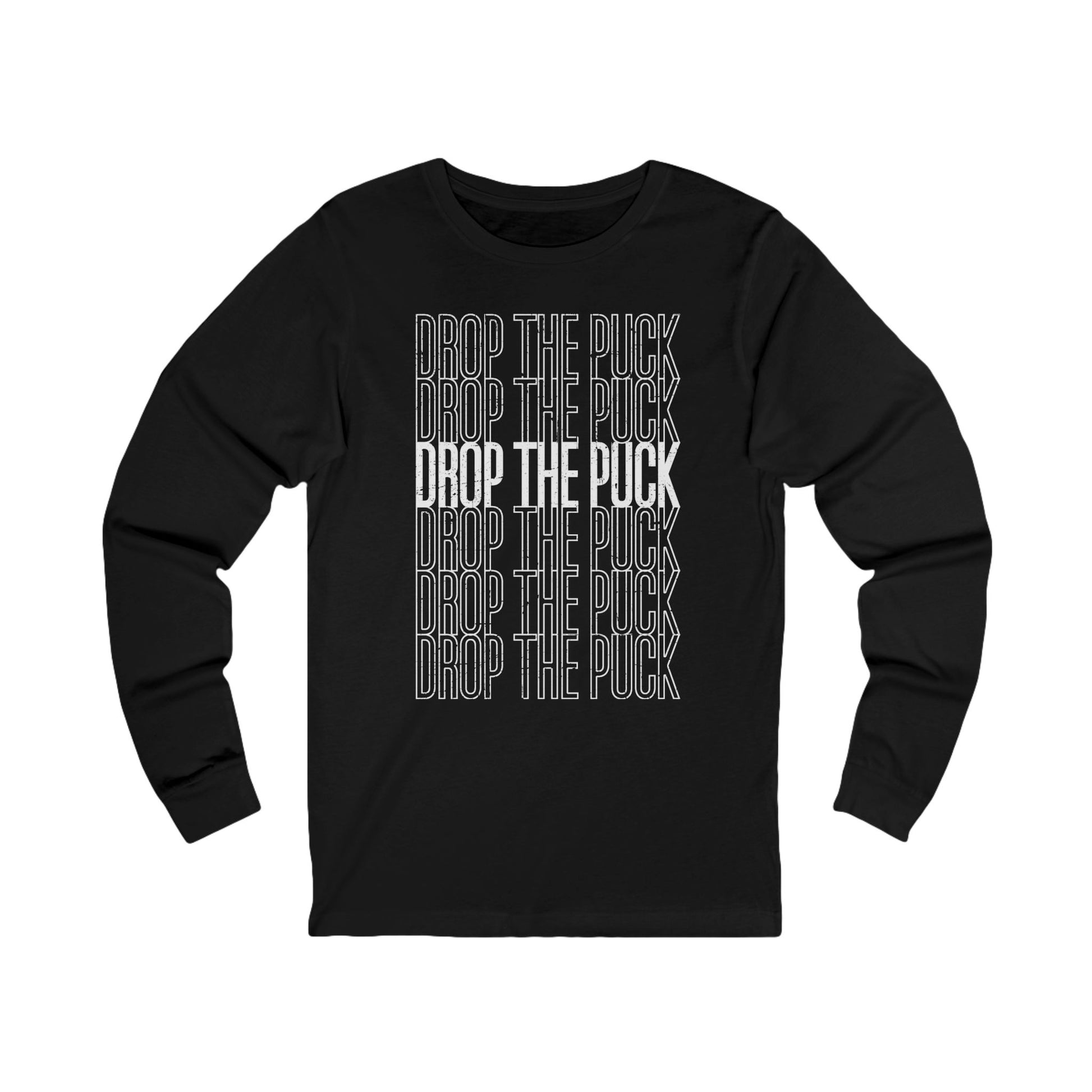 Funny Hockey Long Sleeve Shirt - Funny Hockey Gifts - Funny Gift For Hockey Players - Black Front - Hockey Drop - Hockey Long Sleeve T-Shirt - Drop The Puck Hockey Long Sleeve Shirt - Hockey Gifts - Gift For Hockey Players