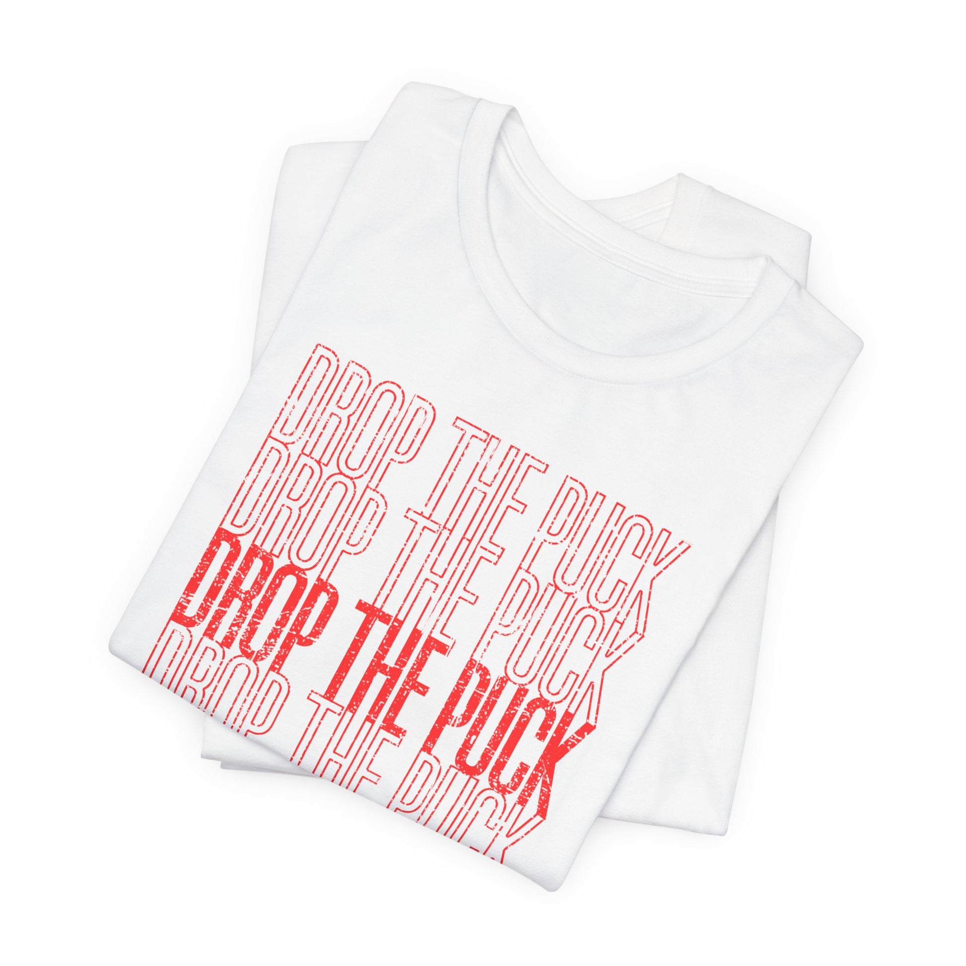 White Folded - Hockey Drop - Hockey T-Shirt - Drop The Puck Hockey Shirt - Hockey Gifts - Gift For Hockey Players