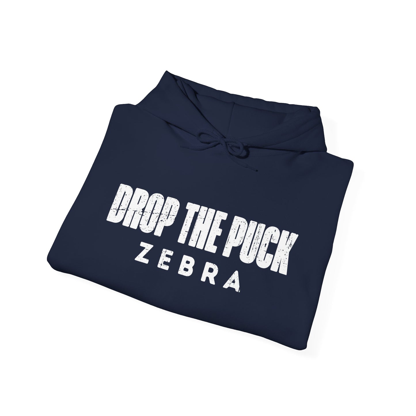 Funny Hockey Hoodie - Funny Hockey Gifts - Funny Gift For Hockey Players - Navy Folded - Hockey Zebra - Hockey Hoodie - Drop The Puck Zebra Hockey Hoodie - Hockey Gifts - Gift For Hockey Players