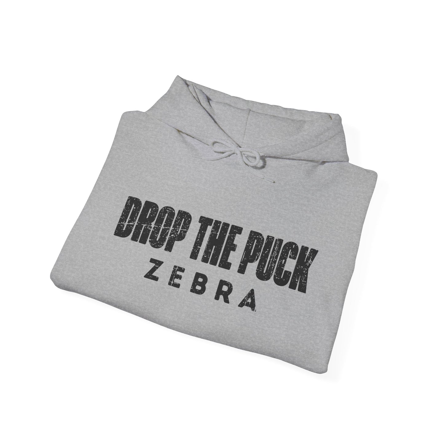 Funny Hockey Hoodie - Funny Hockey Gifts - Funny Gift For Hockey Players - Grey Folded - Hockey Zebra - Hockey Hoodie - Drop The Puck Zebra Hockey Hoodie - Hockey Gifts - Gift For Hockey Players