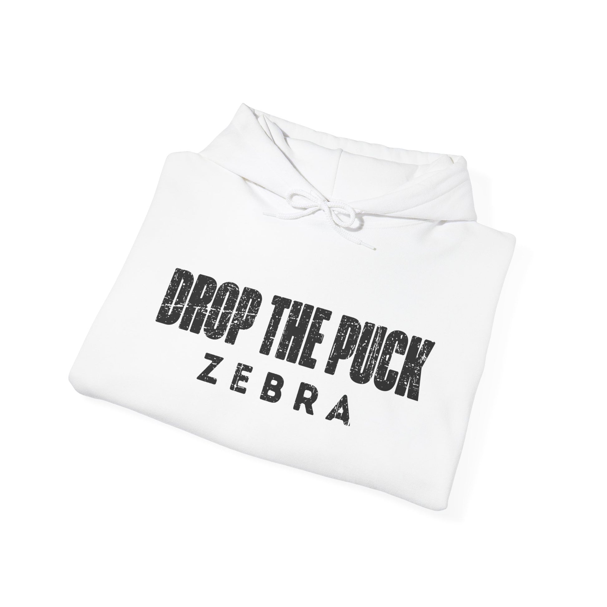 Funny Hockey Hoodie - Funny Hockey Gifts - Funny Gift For Hockey Players - White Folded - Hockey Zebra - Hockey Hoodie - Drop The Puck Zebra Hockey Hoodie - Hockey Gifts - Gift For Hockey Players
