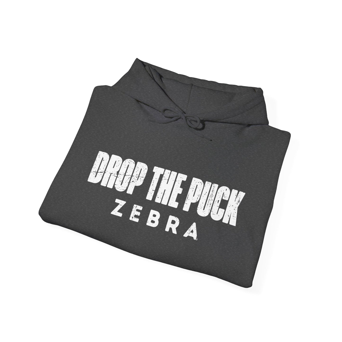 Funny Hockey Hoodie - Funny Hockey Gifts - Funny Gift For Hockey Players - Dark Grey Folded - Hockey Zebra - Hockey Hoodie - Drop The Puck Zebra Hockey Hoodie - Hockey Gifts - Gift For Hockey Players