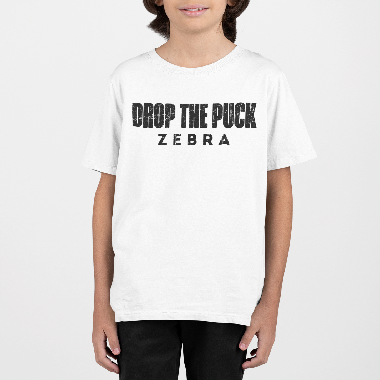 Funny Hockey Shirt - Funny Hockey Gifts - Funny Gift For Hockey Players - Mockup 4 - Hockey Zebra - Kids Hockey T-Shirt - Drop The Puck Zebra Kids Hockey Shirt - Hockey Gifts - Gift For Hockey Players