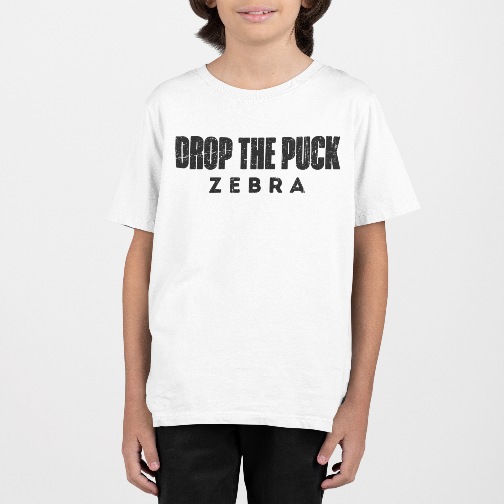 Funny Hockey Shirt - Funny Hockey Gifts - Funny Gift For Hockey Players - Mockup 4 - Hockey Zebra - Kids Hockey T-Shirt - Drop The Puck Zebra Kids Hockey Shirt - Hockey Gifts - Gift For Hockey Players