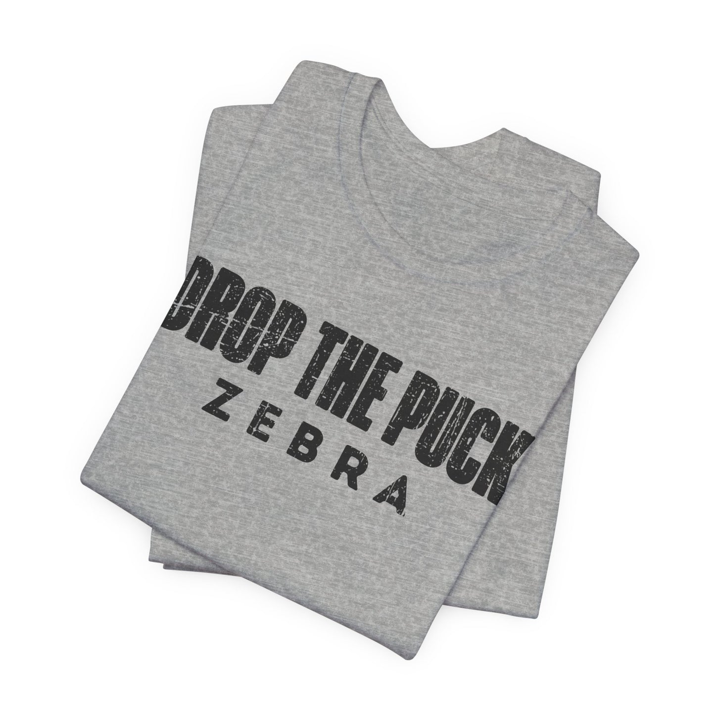 Funny Hockey T-Shirt - Shut Your Five Hole Hockey Shirt - Funny Hockey Gifts - Funny Gift For Hockey Players - Grey Folded - Hockey Zebra