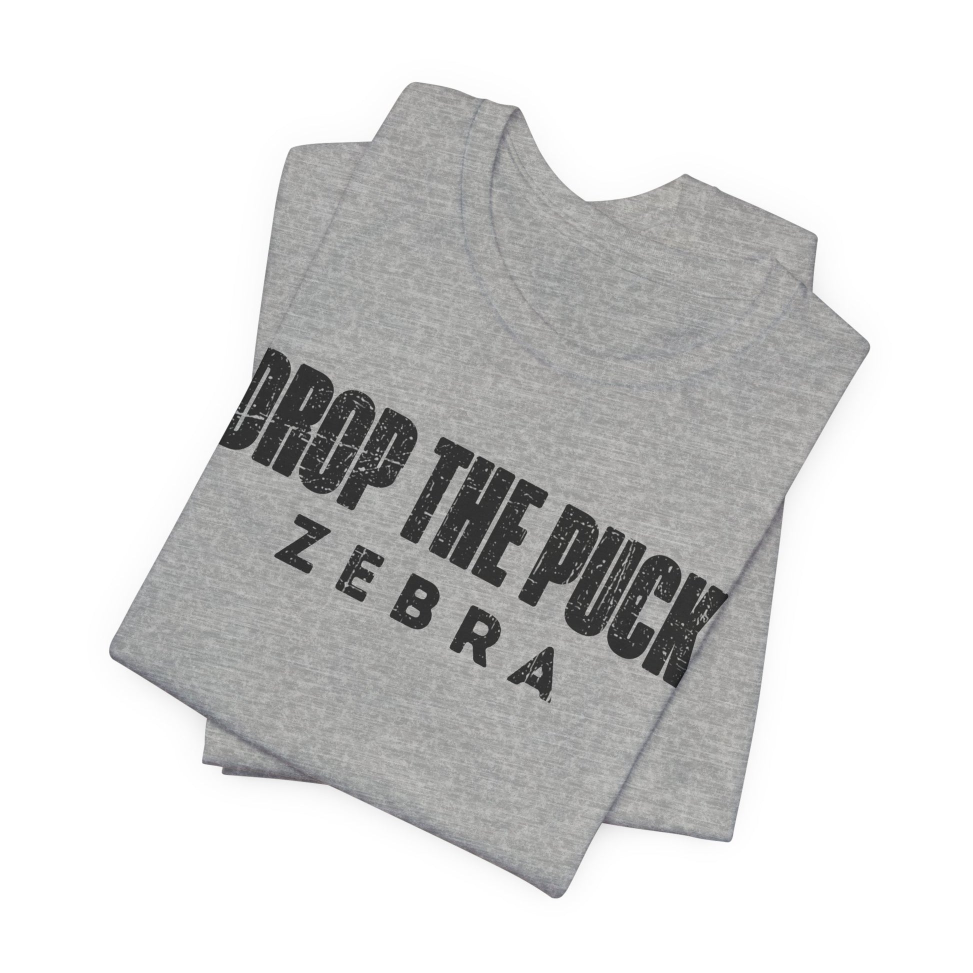 Funny Hockey T-Shirt - Shut Your Five Hole Hockey Shirt - Funny Hockey Gifts - Funny Gift For Hockey Players - Grey Folded - Hockey Zebra