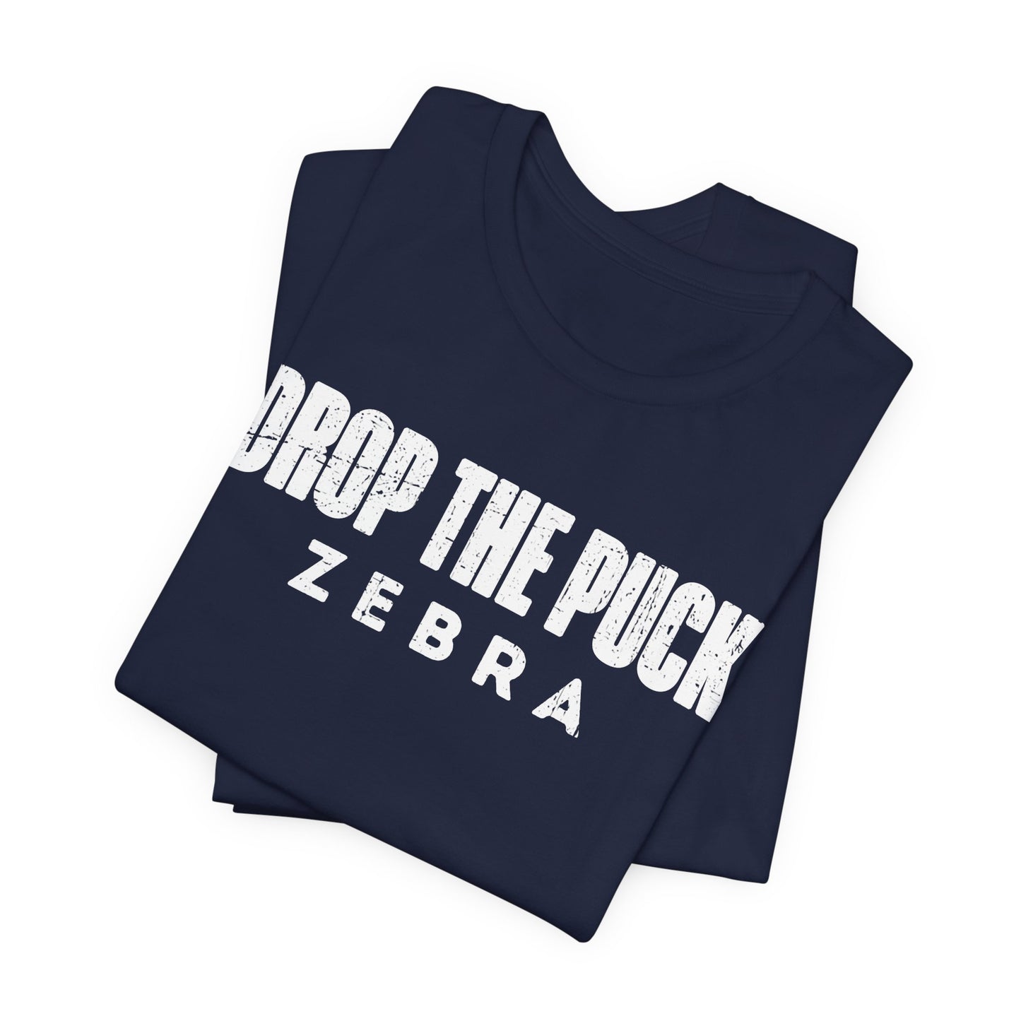 Funny Hockey T-Shirt - Shut Your Five Hole Hockey Shirt - Funny Hockey Gifts - Funny Gift For Hockey Players - Navy Folded - Hockey Zebra