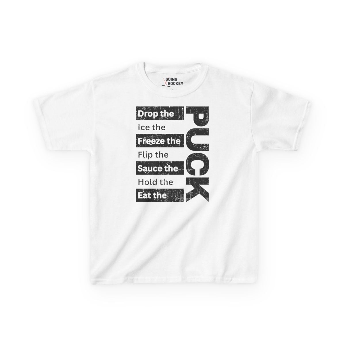 White Front - Hockey Puck - Kids Hockey T-Shirt - Drop The Puck Ice The Puck Kids Hockey Shirt - Hockey Gifts - Gift For Hockey Players