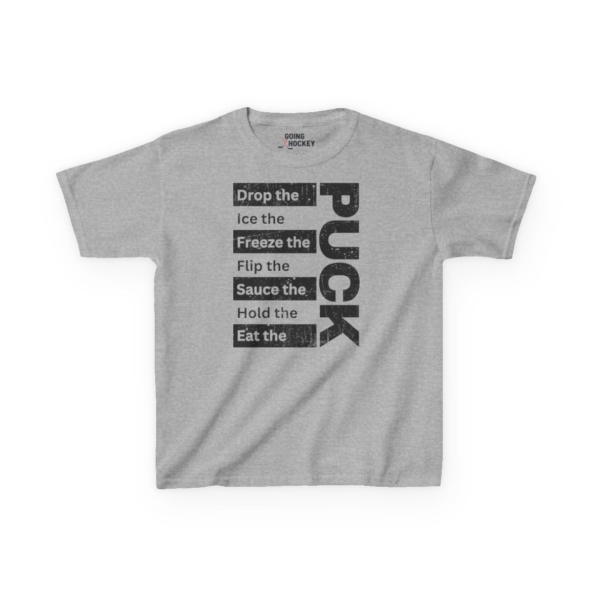 Grey Front - Hockey Puck - Kids Hockey T-Shirt - Drop The Puck Ice The Puck Kids Hockey Shirt - Hockey Gifts - Gift For Hockey Players