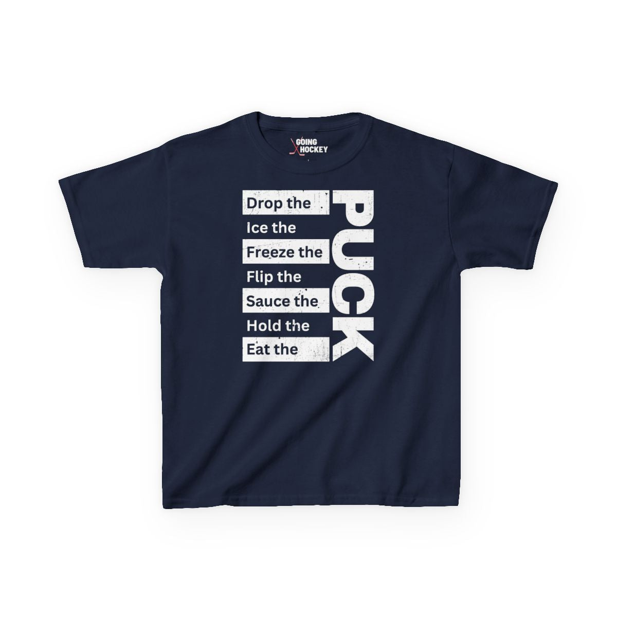 Navy Front - Hockey Puck - Kids Hockey T-Shirt - Drop The Puck Ice The Puck Kids Hockey Shirt - Hockey Gifts - Gift For Hockey Players