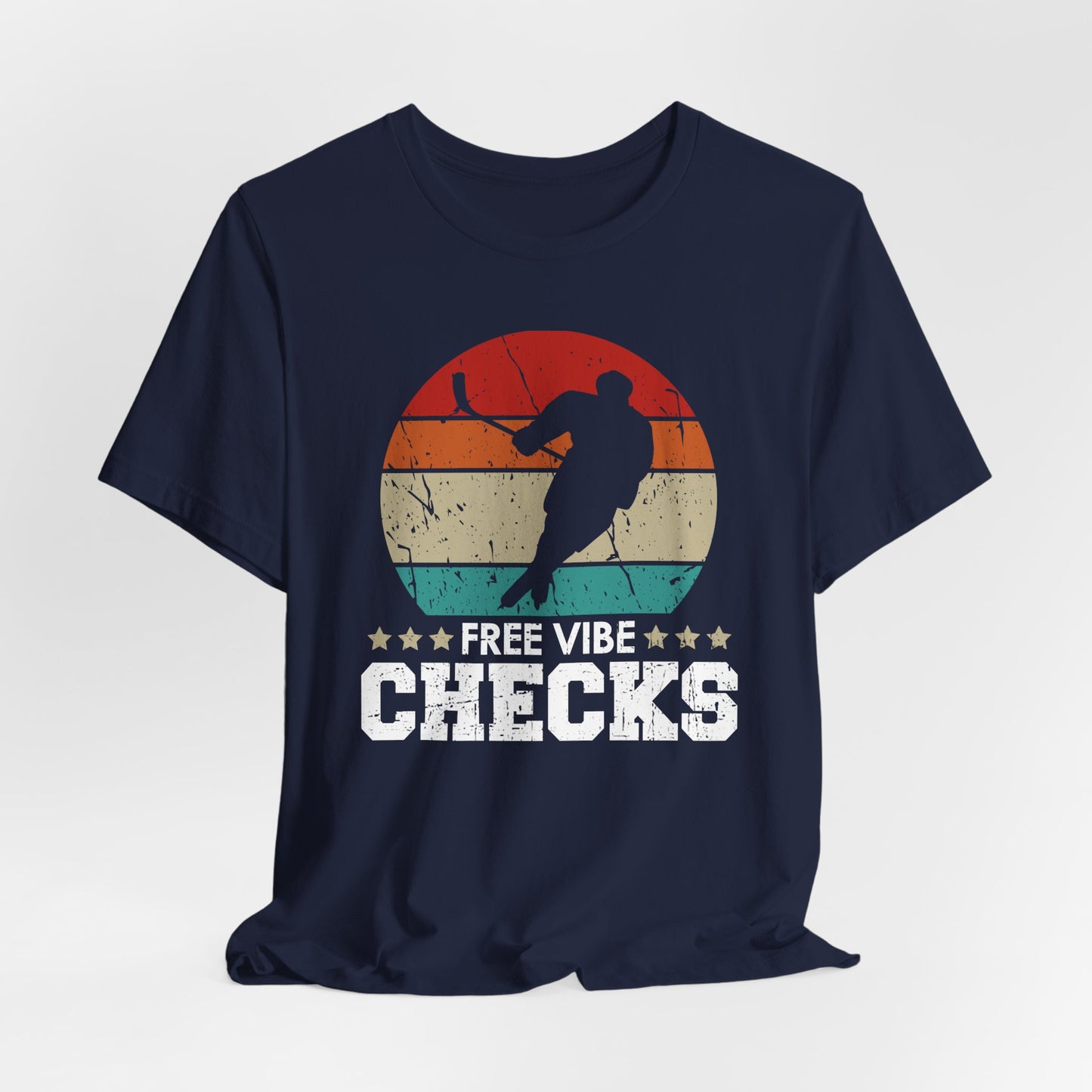 Navy Front - Hockey Vibe - Hockey T-Shirt - Free Vibe Checks Hockey Shirt - Hockey Gifts - Gift For Hockey Players