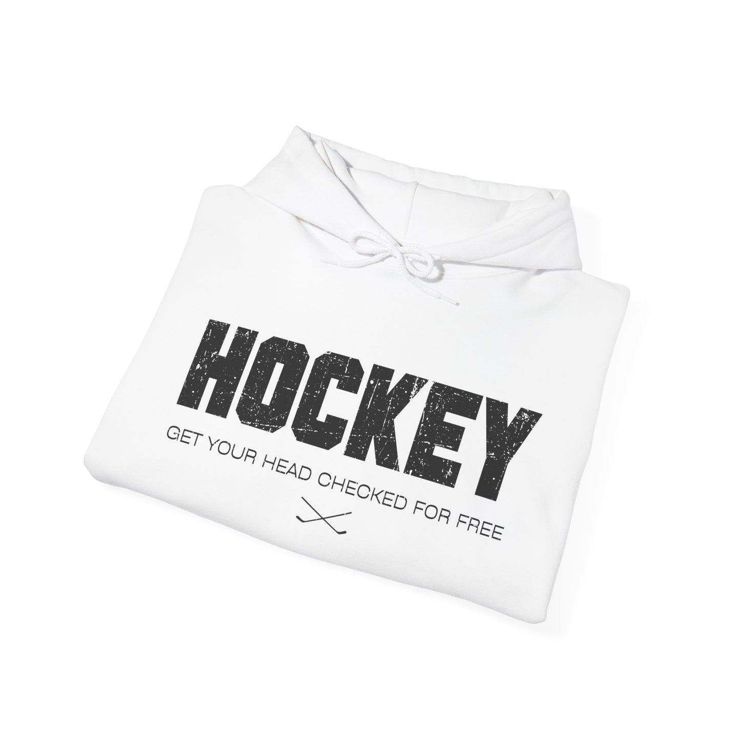 Funny Hockey Hoodie - Funny Hockey Gifts - Funny Gift For Hockey Players - White Folded - Hockey Head - Hockey Hoodie - Get Your Head Checked For Free Hockey Hoodie - Hockey Gifts - Gift For Hockey Players
