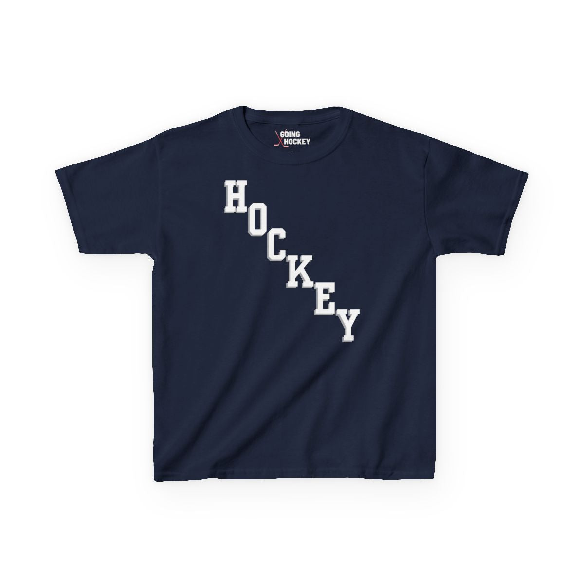 Navy Front - Hockey Diagonal - Kids Hockey T-Shirt - Hockey Diagonal Kids Hockey Shirt - Hockey Gifts - Gift For Hockey Players