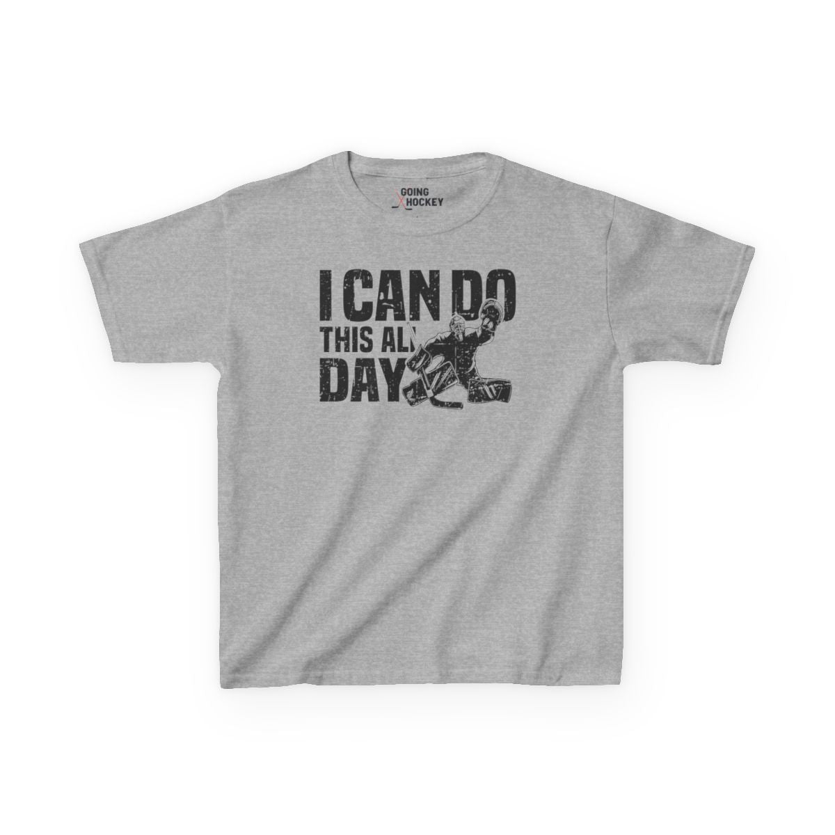 Funny Hockey Shirt - Funny Hockey Gifts - Funny Gift For Hockey Players - Grey Front - All Day Hockey - Kids Hockey T-Shirt - I Can Do This All Day Kids Hockey Goalie Shirt - Hockey Gifts - Gift For Hockey Players