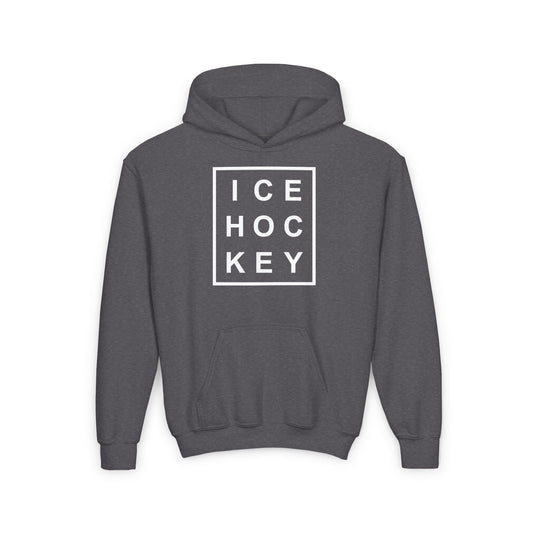 Main Front - Ice Hockey Matrix - Kids Hockey Hoodie - Ice Hoc Key Matrix Kids Hockey Hoodie - Hockey Gifts - Gift For Hockey Players