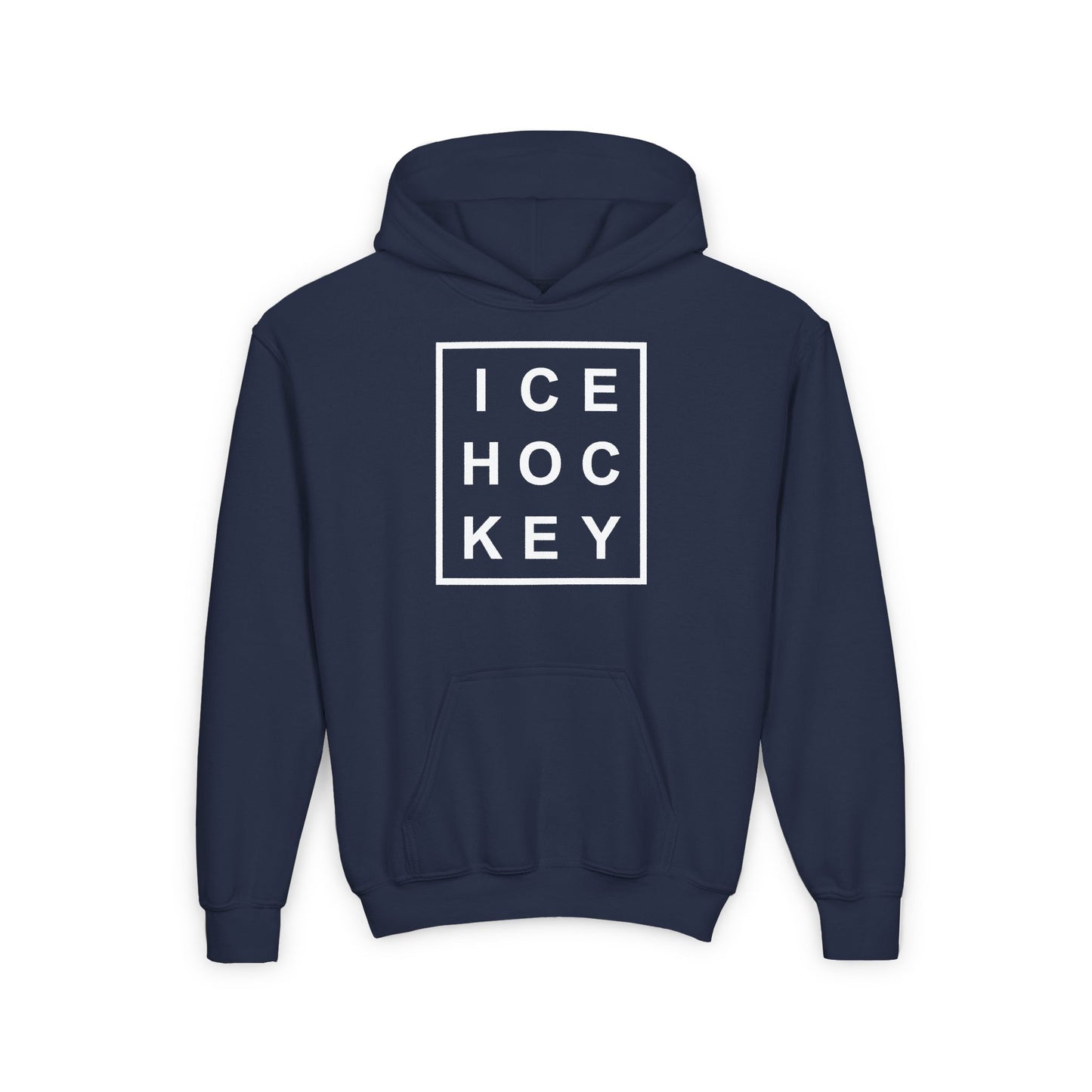 Navy Front - Ice Hockey Matrix - Kids Hockey Hoodie - Ice Hoc Key Matrix Kids Hockey Hoodie - Hockey Gifts - Gift For Hockey Players