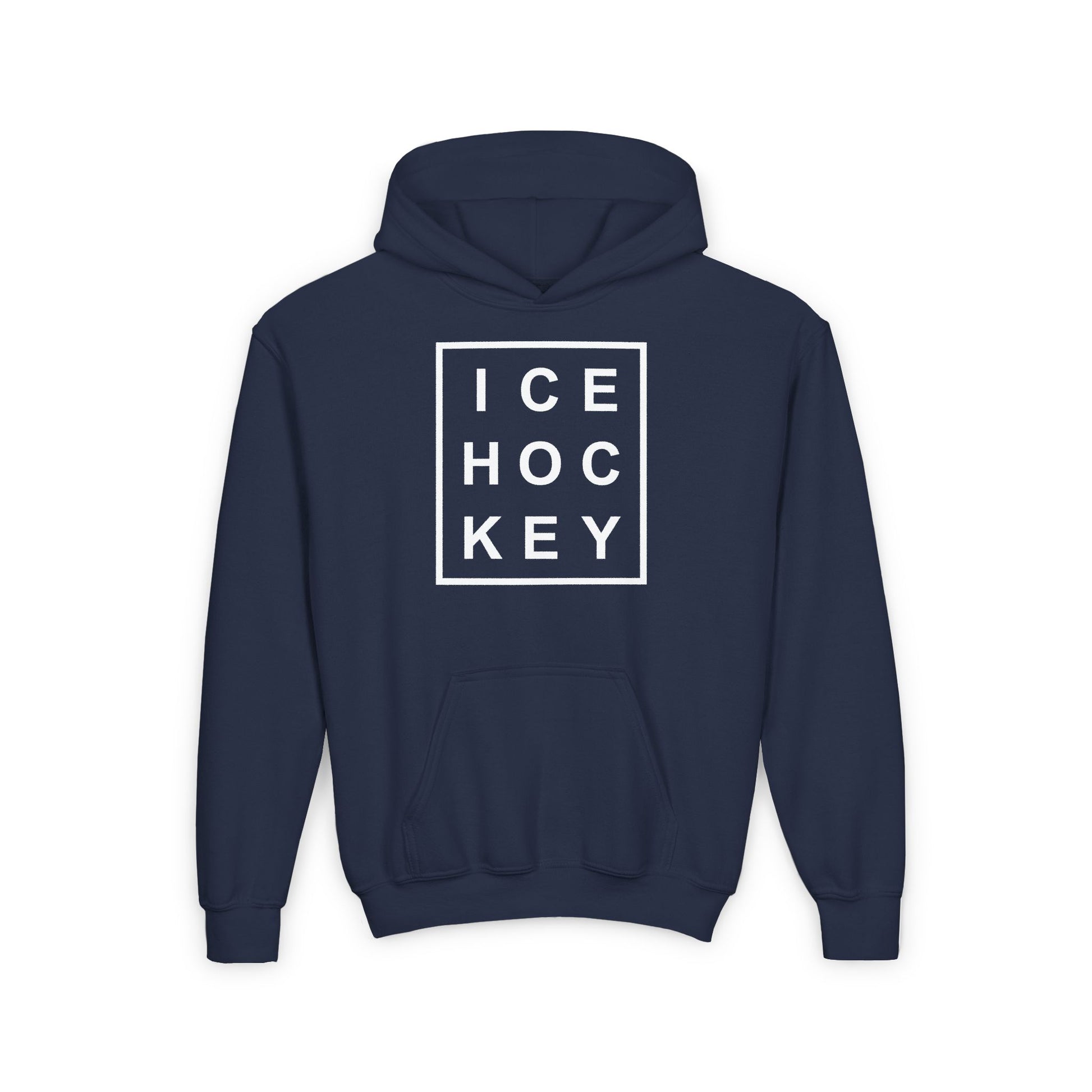 Navy Front - Ice Hockey Matrix - Kids Hockey Hoodie - Ice Hoc Key Matrix Kids Hockey Hoodie - Hockey Gifts - Gift For Hockey Players