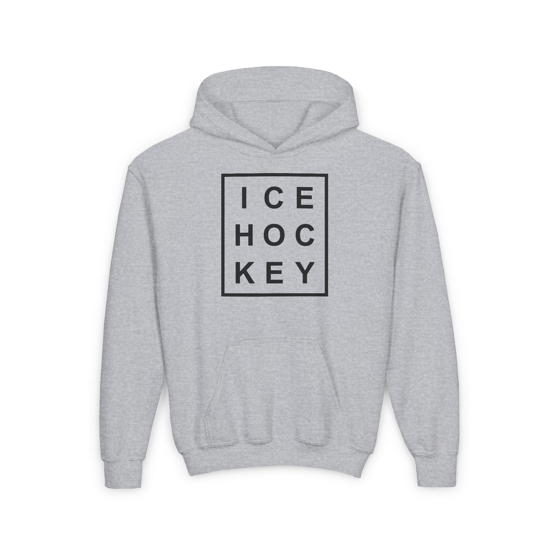 Grey Front - Ice Hockey Matrix - Kids Hockey Hoodie - Ice Hoc Key Matrix Kids Hockey Hoodie - Hockey Gifts - Gift For Hockey Players