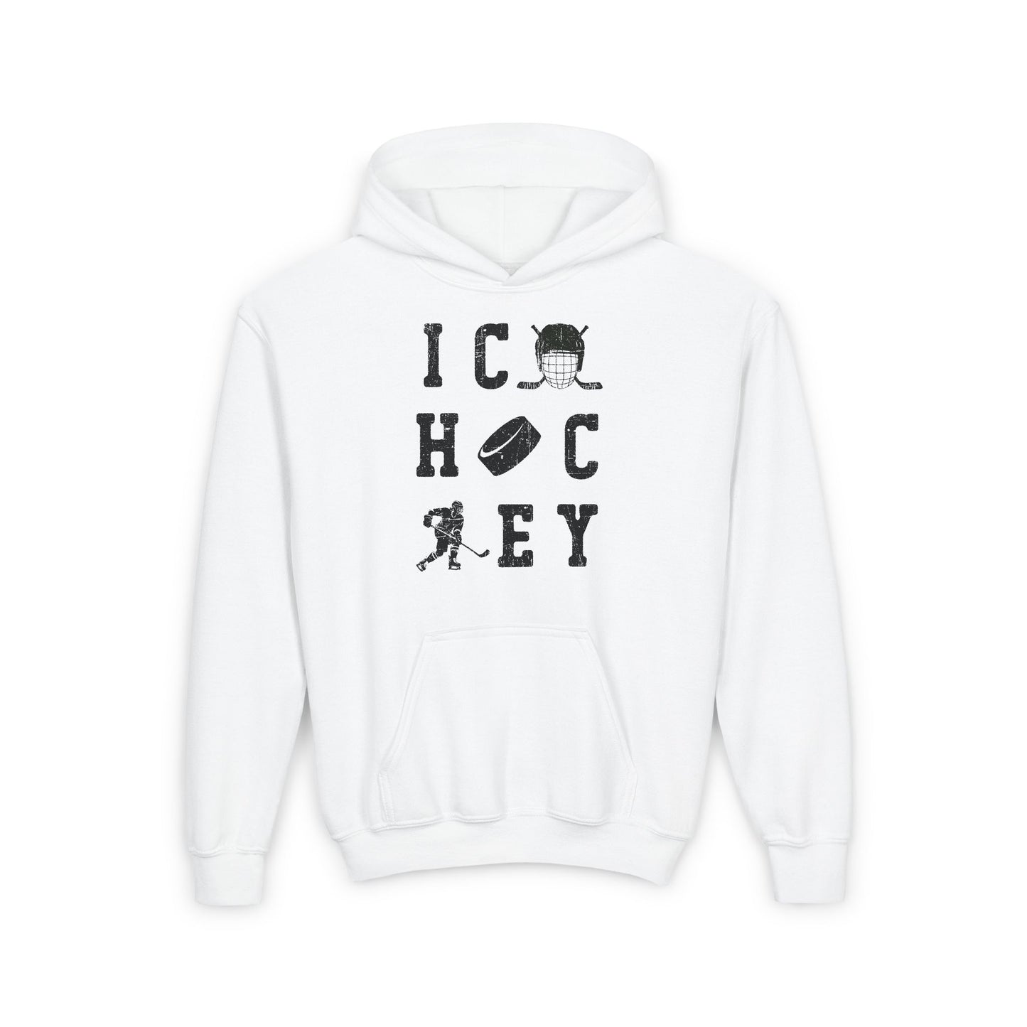 White Front - Ice Hoc Key Matrix 2 - Kids Hockey Hoodie - Ice Hoc Key Matrix 2 Kids Hockey Hoodie - Hockey Gifts - Gift For Hockey Players