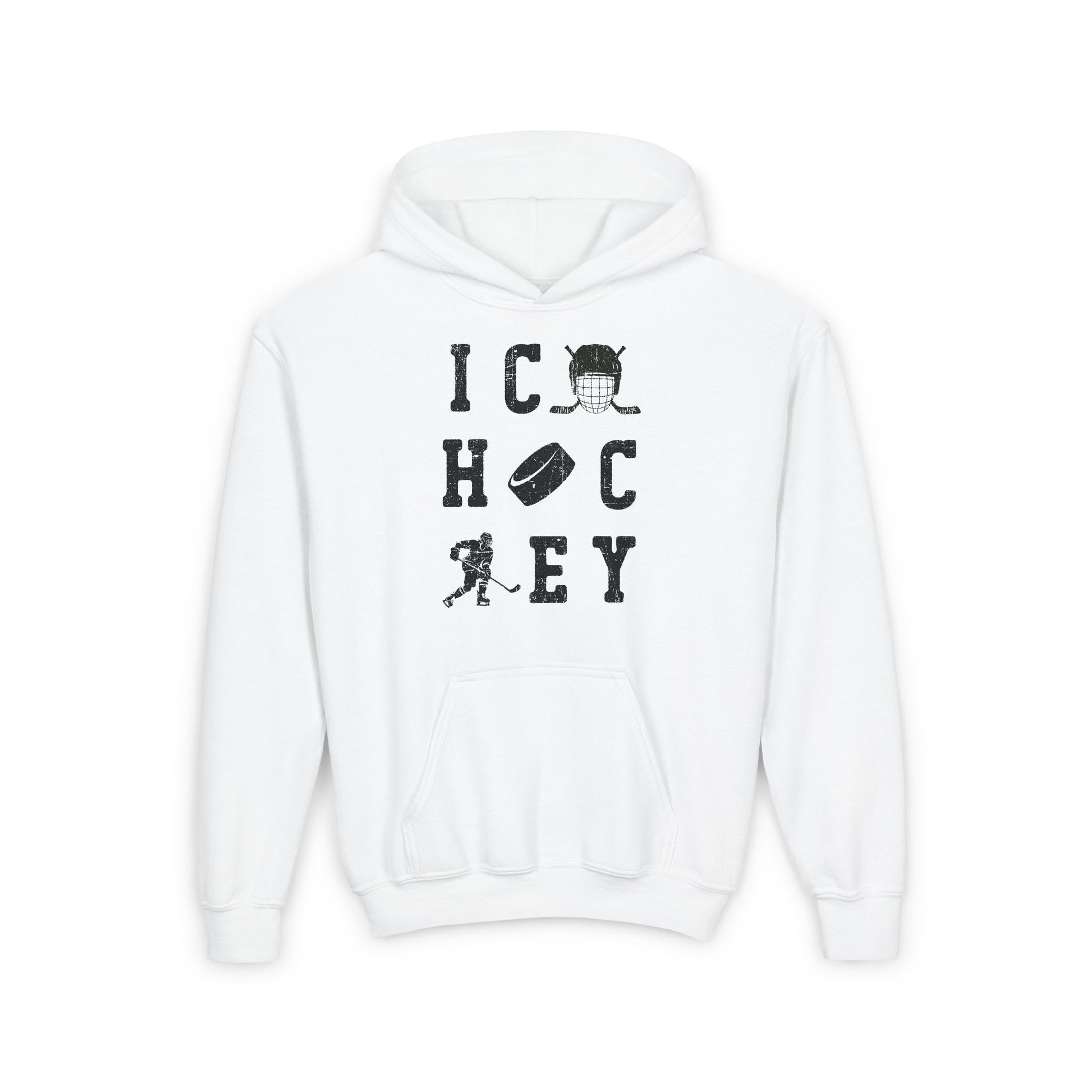 White Front - Ice Hoc Key Matrix 2 - Kids Hockey Hoodie - Ice Hoc Key Matrix 2 Kids Hockey Hoodie - Hockey Gifts - Gift For Hockey Players