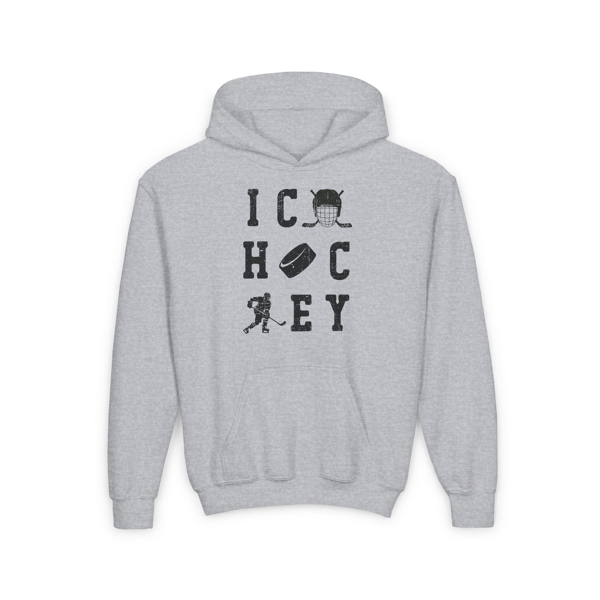 Grey Front - Ice Hoc Key Matrix 2 - Kids Hockey Hoodie - Ice Hoc Key Matrix 2 Kids Hockey Hoodie - Hockey Gifts - Gift For Hockey Players