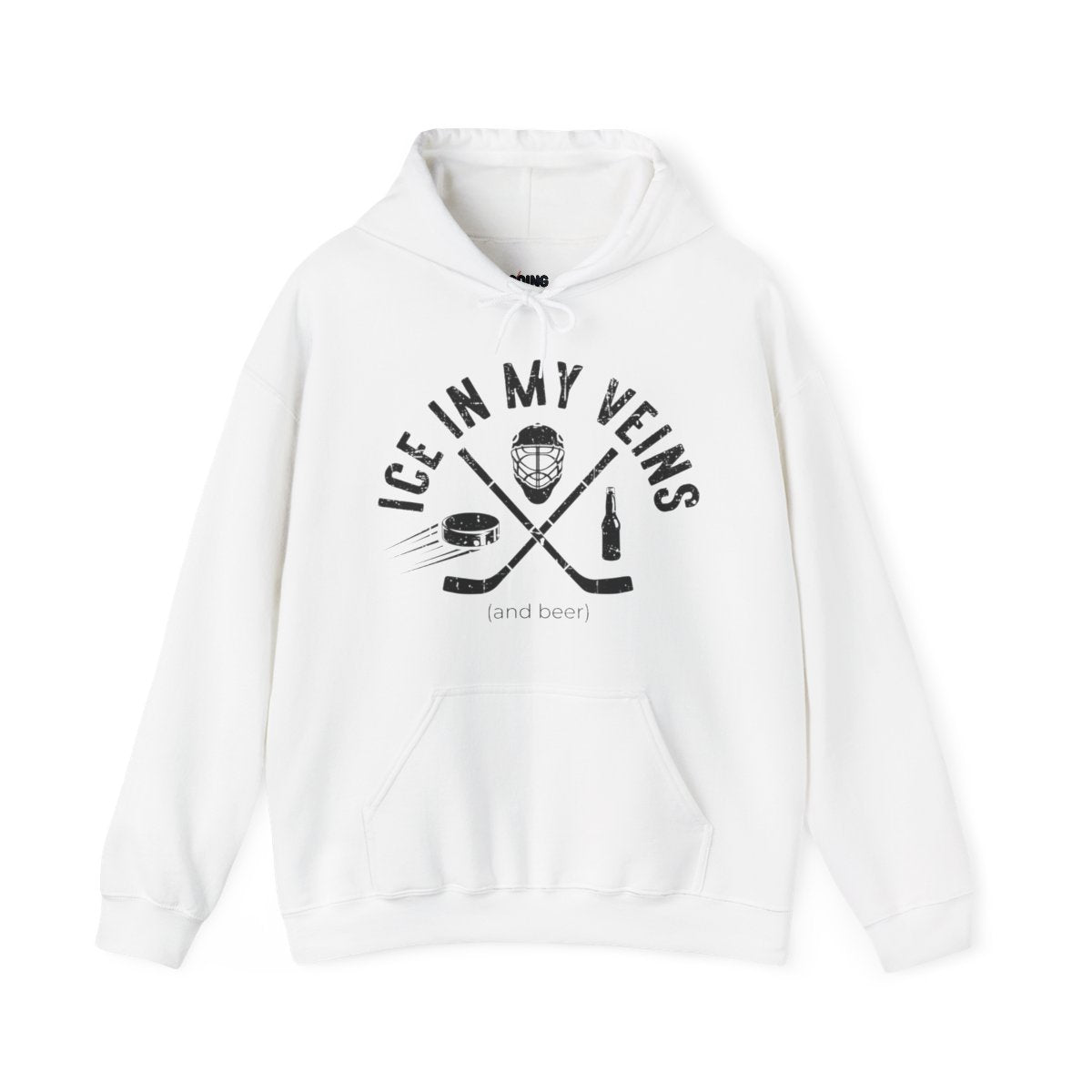 White Front - Hockey Veins - Hockey Hoodie - Ice In My Views And Beer Hockey Hoodie - Hockey Gifts - Gift For Hockey Players