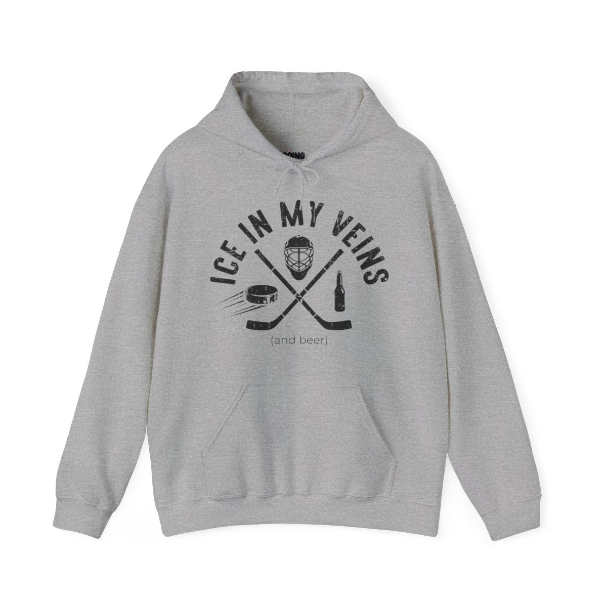 Grey Front - Hockey Veins - Hockey Hoodie - Ice In My Views And Beer Hockey Hoodie - Hockey Gifts - Gift For Hockey Players