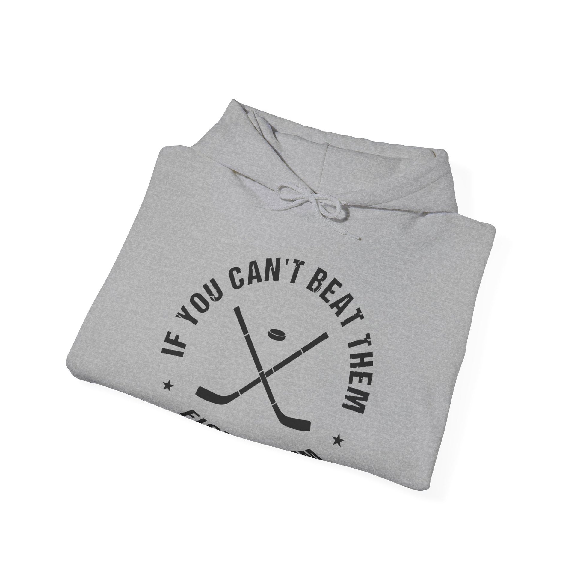 Grey Folded - Hockey Fight - Hockey Hoodie - If You Can't Beat Them Fight Them Hockey Hoodie - Hockey Gifts - Gift For Hockey Players