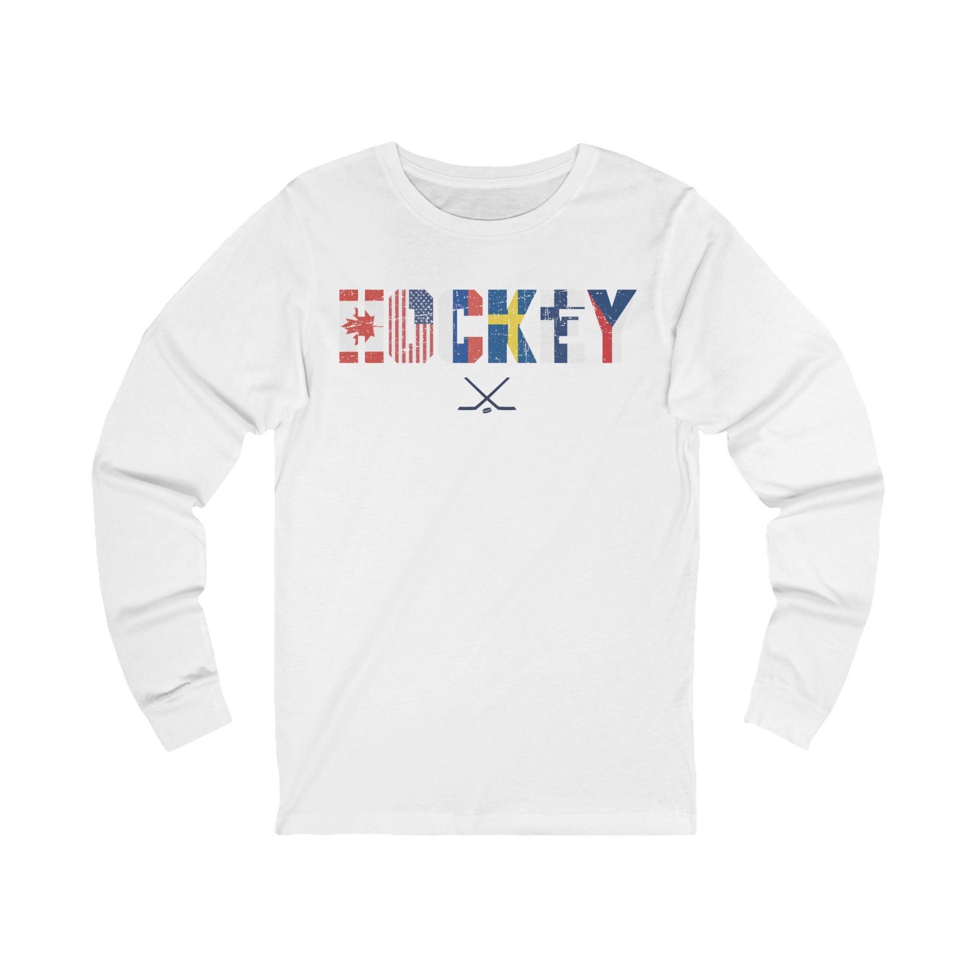 Main Front - Hockey Flags - Hockey Long Sleeve T-Shirt - International Hockey Flags Hockey Long Sleeve Shirt - Hockey Gifts - Gift For Hockey Players