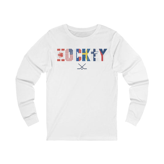 Main Front - Hockey Flags - Hockey Long Sleeve T-Shirt - International Hockey Flags Hockey Long Sleeve Shirt - Hockey Gifts - Gift For Hockey Players