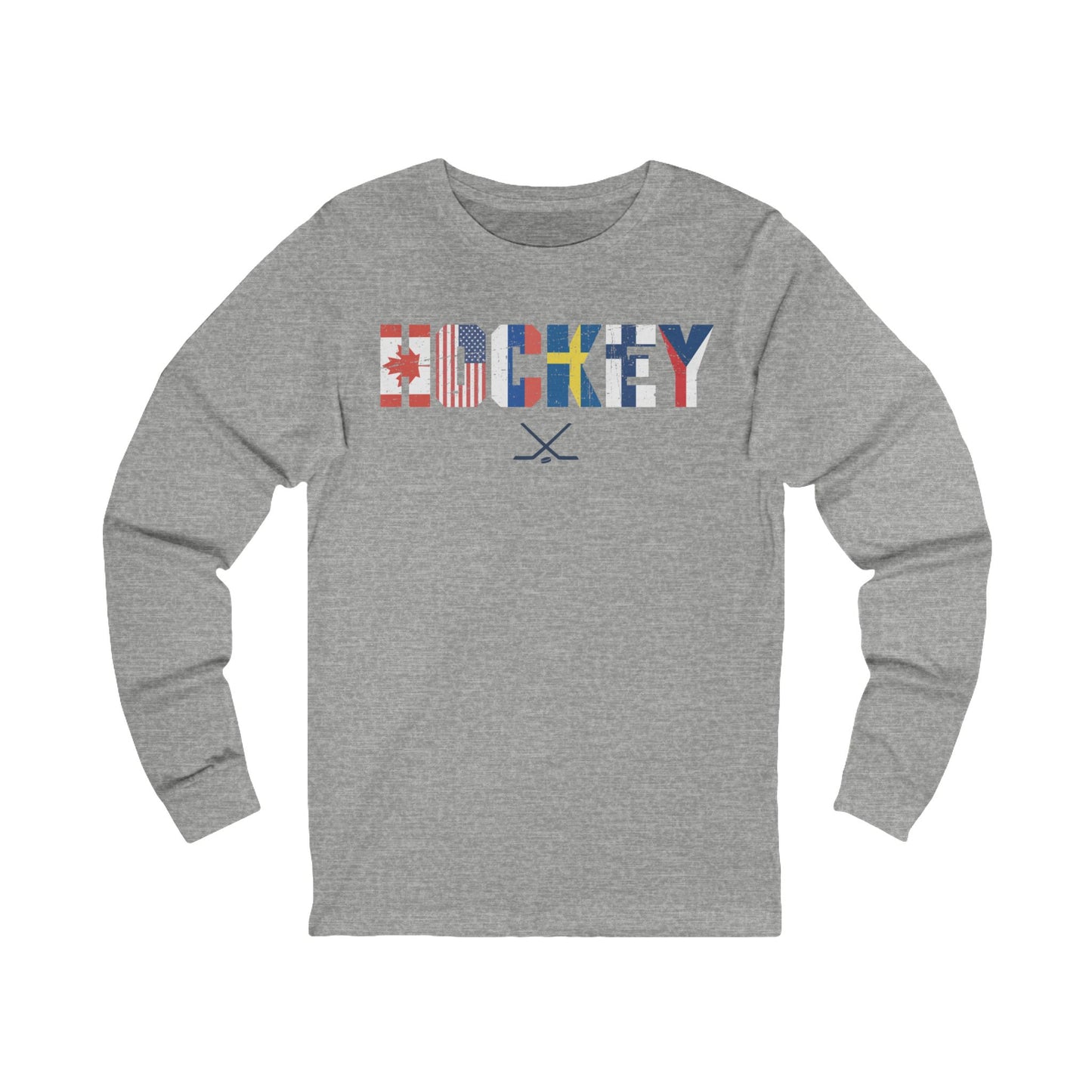 Grey Front - Hockey Flags - Hockey Long Sleeve T-Shirt - International Hockey Flags Hockey Long Sleeve Shirt - Hockey Gifts - Gift For Hockey Players