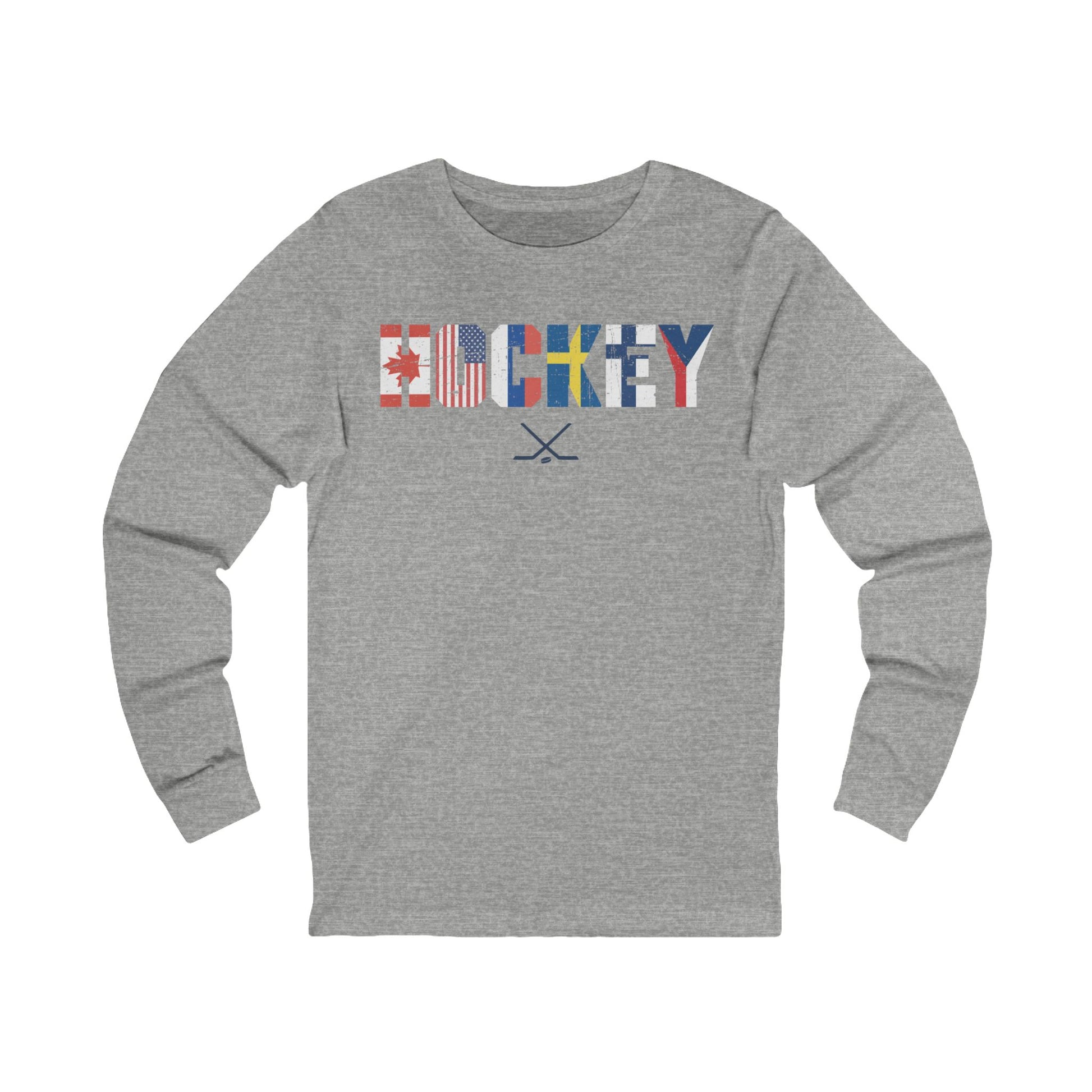 Grey Front - Hockey Flags - Hockey Long Sleeve T-Shirt - International Hockey Flags Hockey Long Sleeve Shirt - Hockey Gifts - Gift For Hockey Players