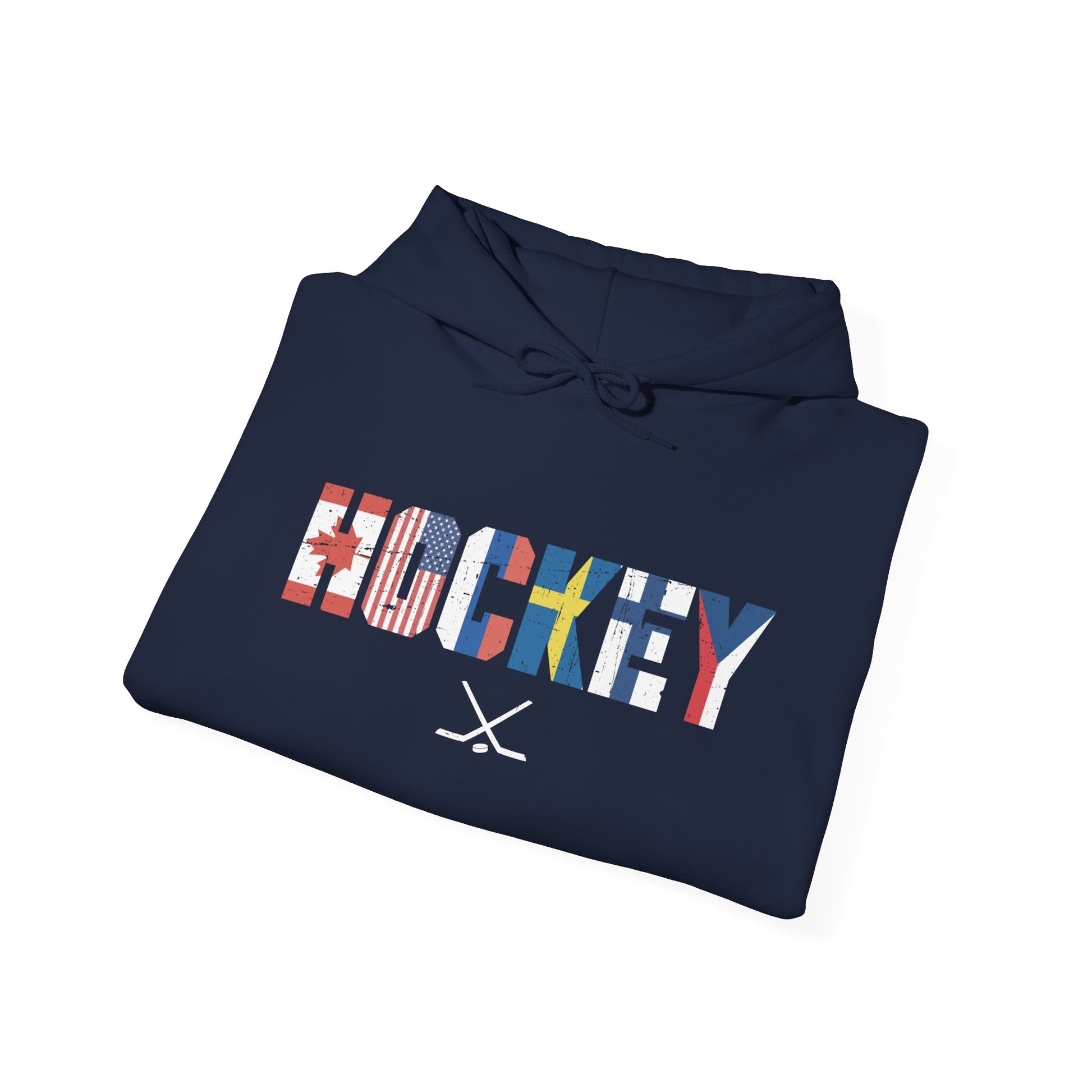 Navy Folded - Hockey Flags - Hockey Hoodie - International Hockey Flags Hockey Hoodie - Hockey Gifts - Gift For Hockey Players
