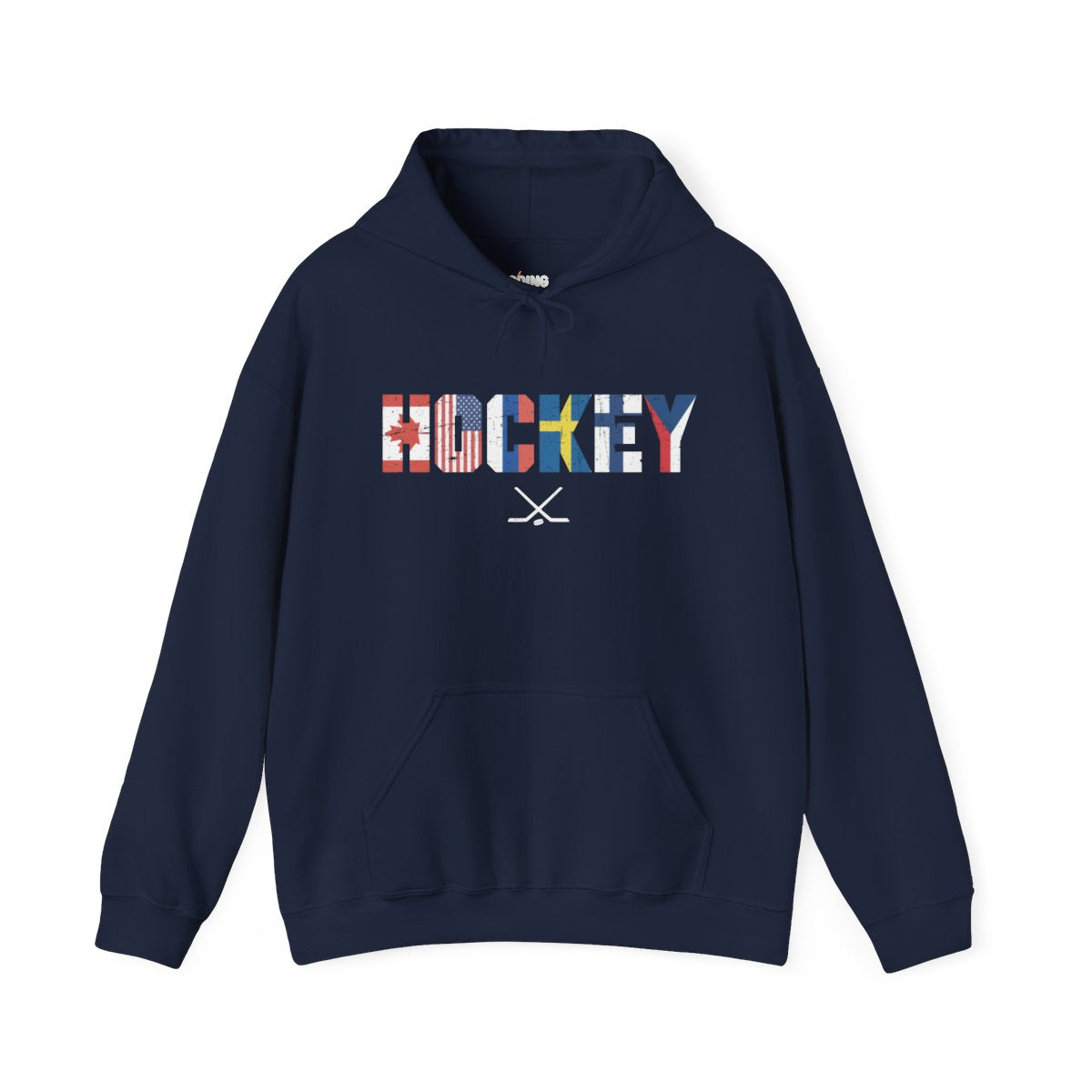 Navy Front - Hockey Flags - Hockey Hoodie - International Hockey Flags Hockey Hoodie - Hockey Gifts - Gift For Hockey Players