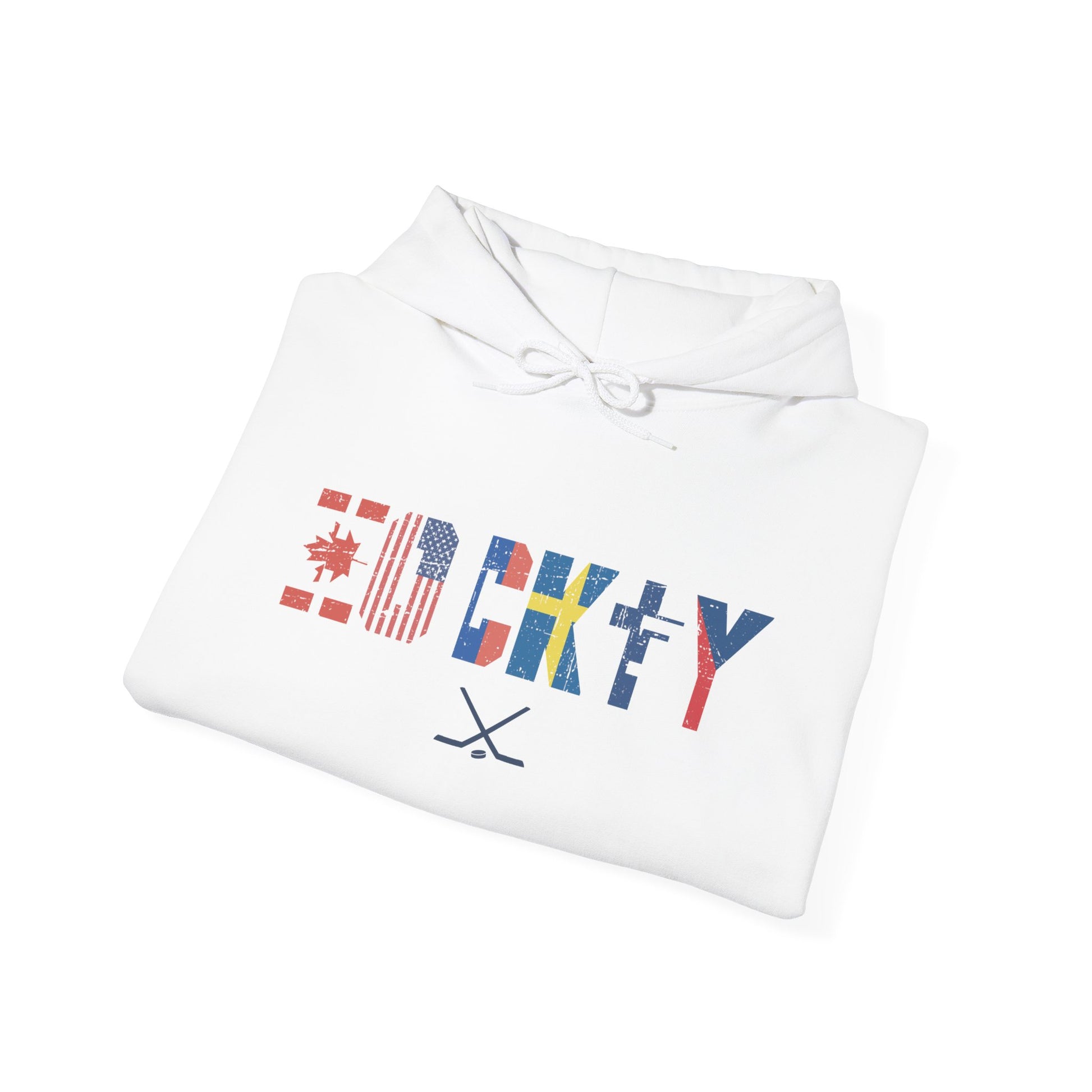 White Folded - Hockey Flags - Hockey Hoodie - International Hockey Flags Hockey Hoodie - Hockey Gifts - Gift For Hockey Players