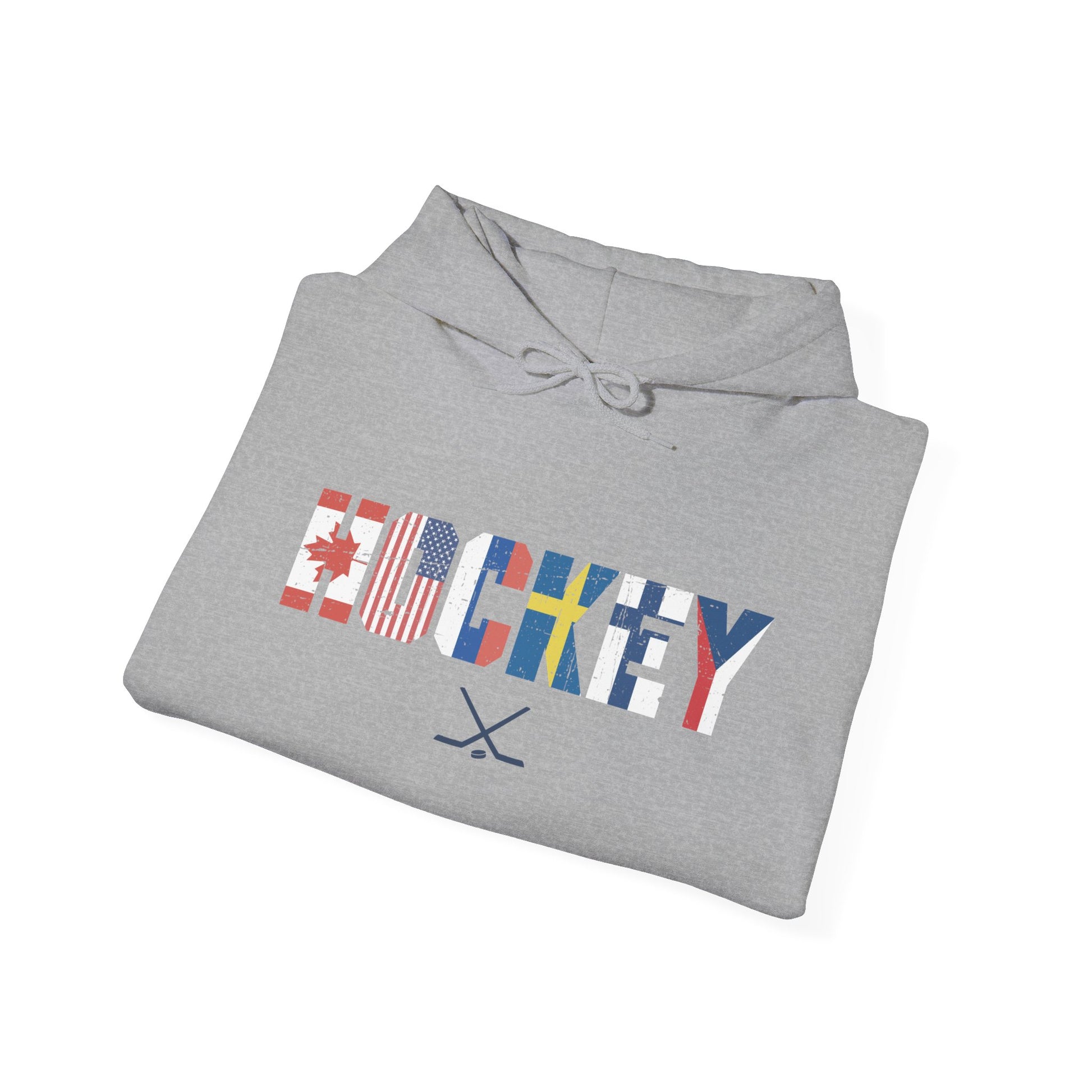 Grey Folded - Hockey Flags - Hockey Hoodie - International Hockey Flags Hockey Hoodie - Hockey Gifts - Gift For Hockey Players