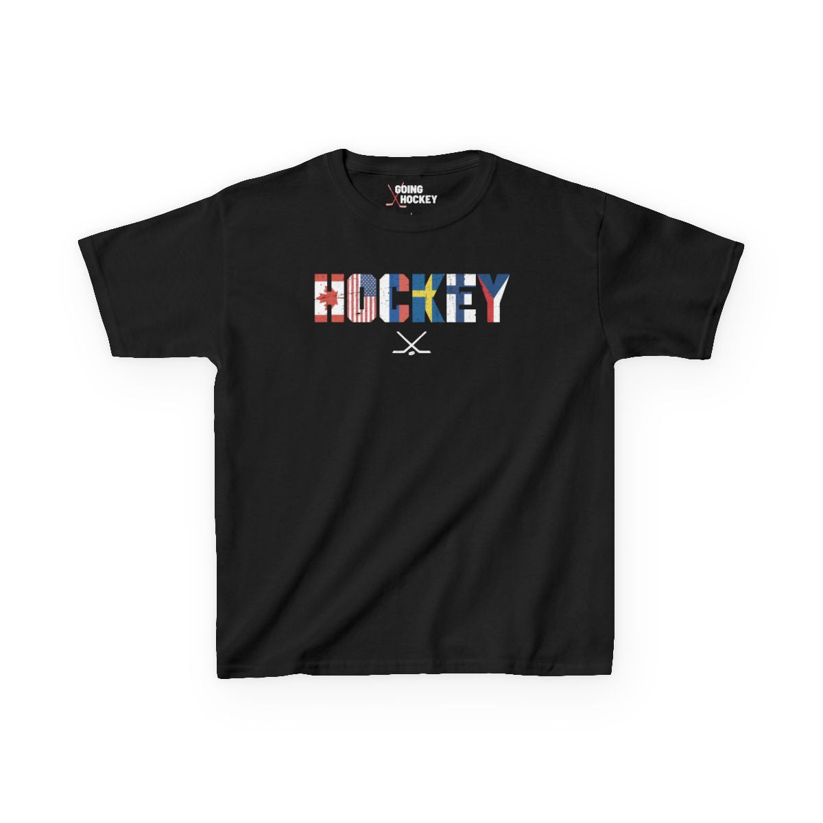 Black Front - Hockey Flags - Kids Hockey T-Shirt - International Hockey Flags Kids Hockey Shirt - Hockey Gifts - Gift For Hockey Players
