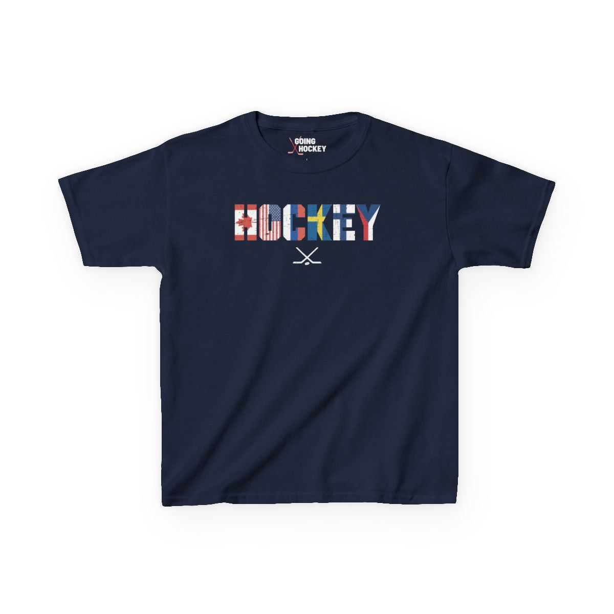 Navy Front - Hockey Flags - Kids Hockey T-Shirt - International Hockey Flags Kids Hockey Shirt - Hockey Gifts - Gift For Hockey Players