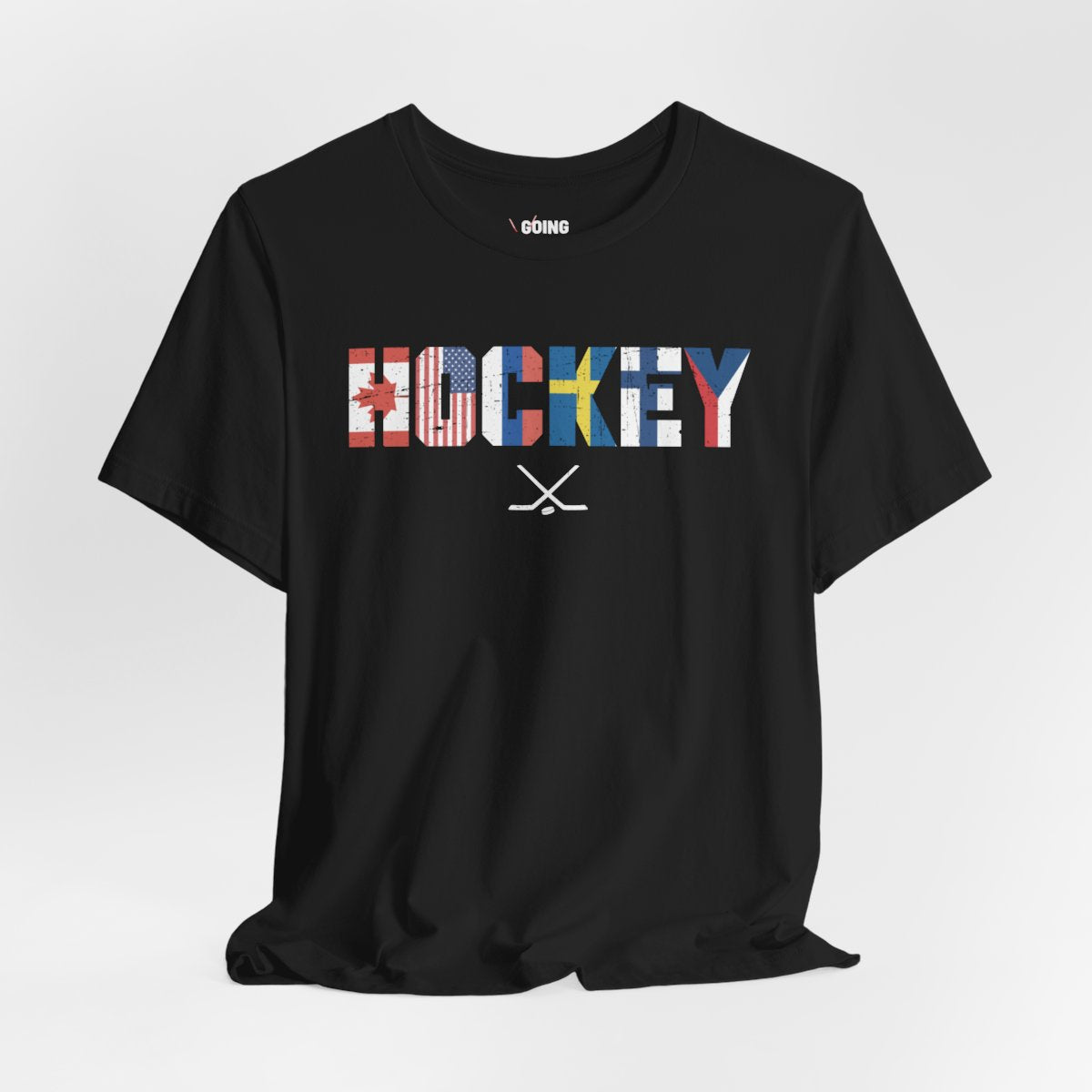 Black Front - Hockey Flags - Hockey T-Shirt - International Hockey Flags Hockey Shirt - Hockey Gifts - Gift For Hockey Players